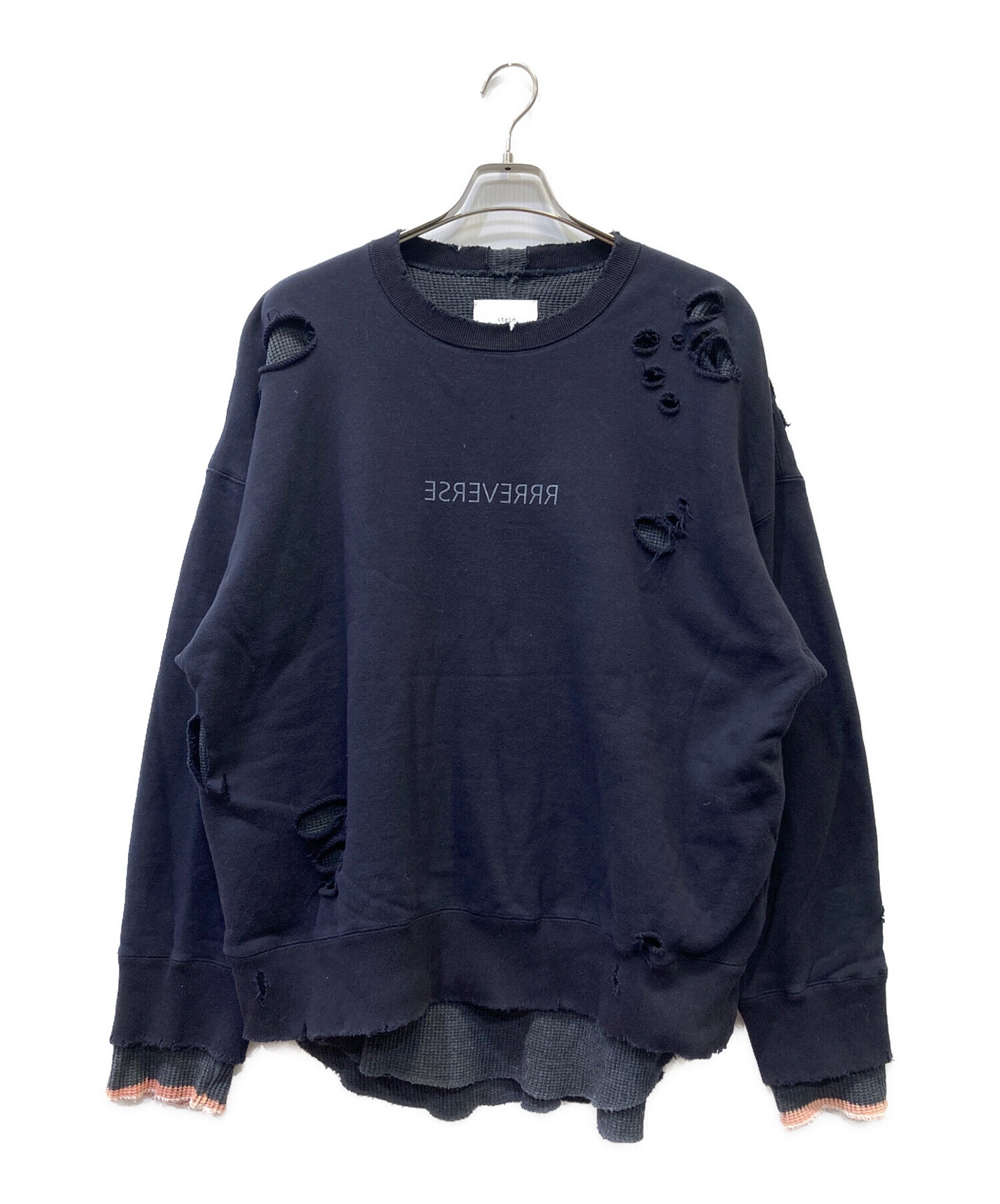 中古・古着通販】stein (シュタイン) ダメージ加工スウェット ブラック