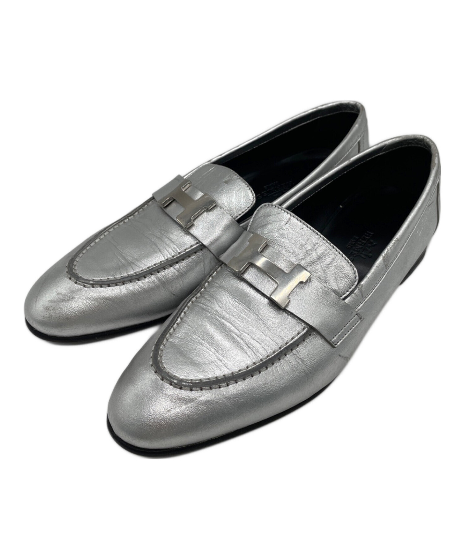 中古・古着通販】HERMES (エルメス) モカシンパリ シルバー サイズ:UK3