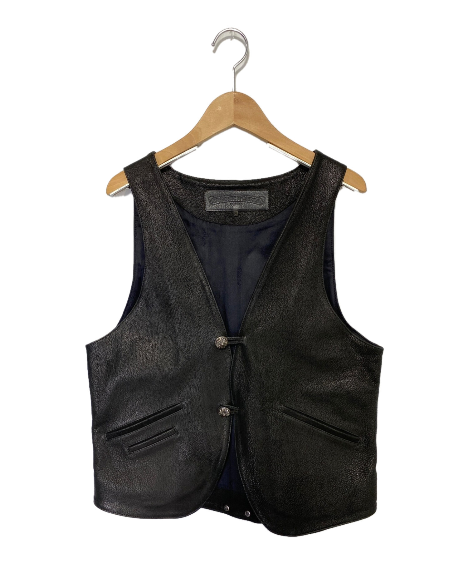 中古・古着通販】CHROME HEARTS (クロムハーツ) レザーベスト ブラック