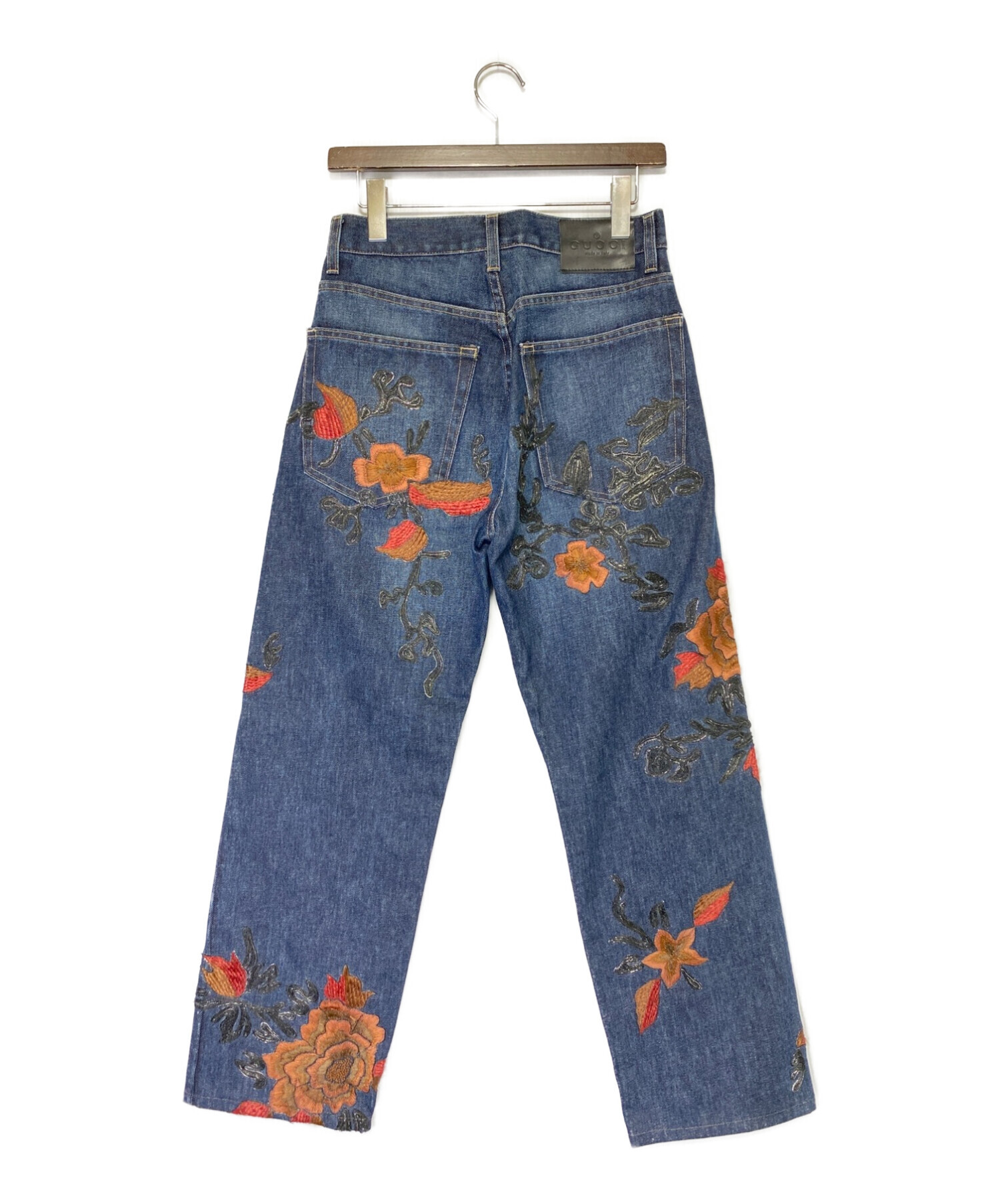 中古・古着通販】GUCCI (グッチ) フラワー刺繍デニムパンツ インディゴ