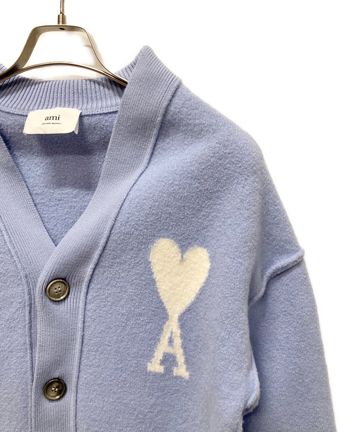 中古・古着通販】AMIPARIS (アミパリス) Vネック ハートロゴ ウール