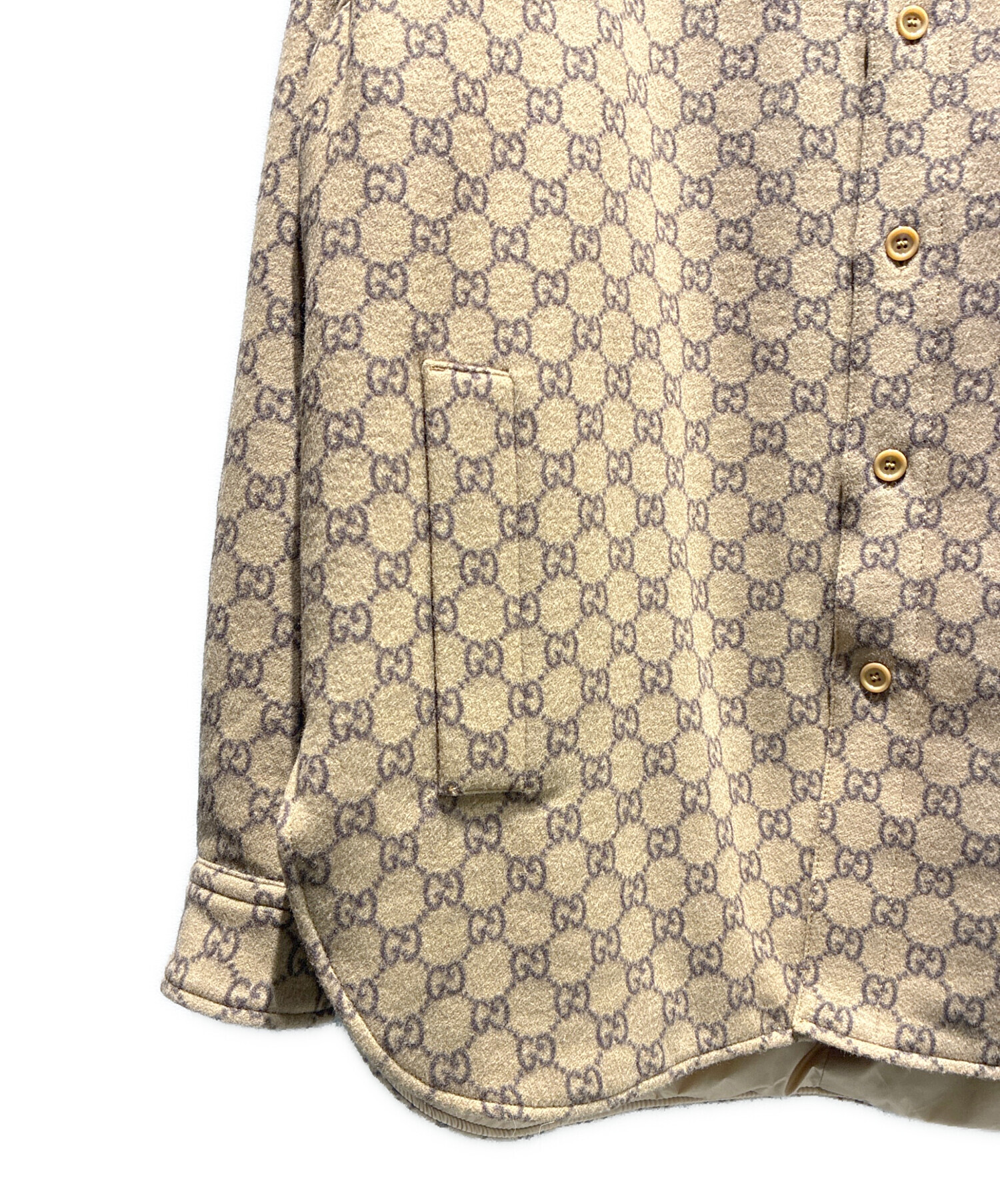 中古・古着通販】GUCCI (グッチ) GGシャツジャケット ブラウン サイズ