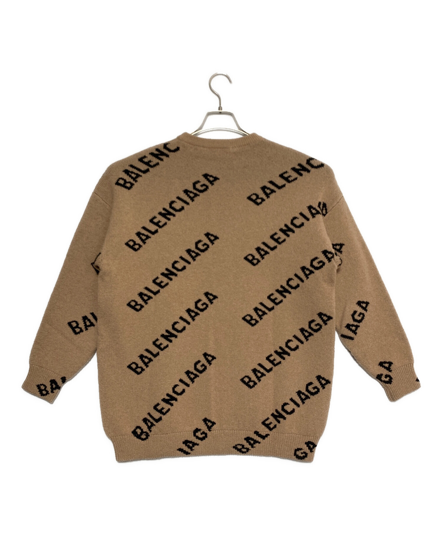 中古・古着通販】BALENCIAGA (バレンシアガ) 総柄ロゴニット ベージュ