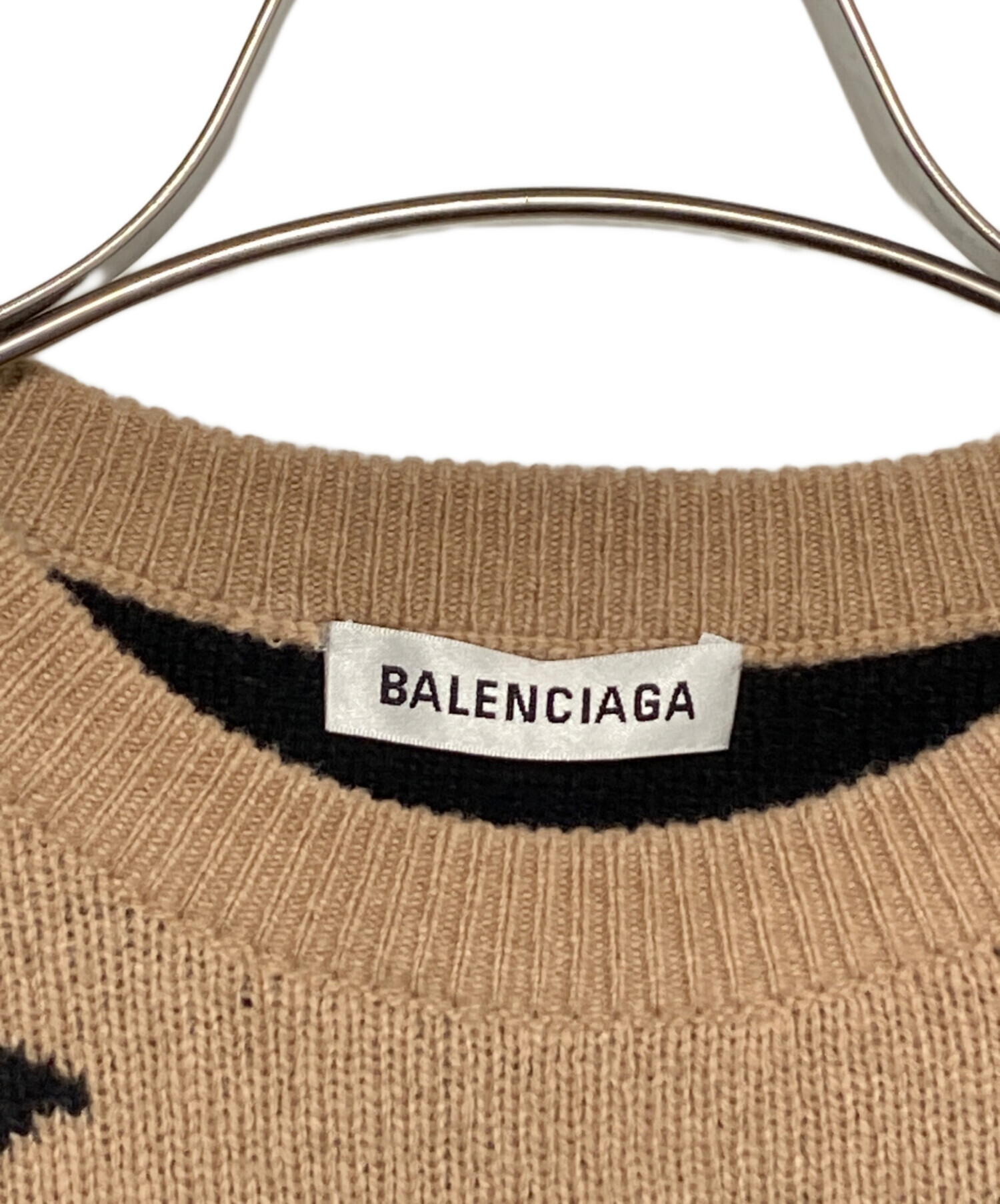 中古・古着通販】BALENCIAGA (バレンシアガ) 総柄ロゴニット ベージュ