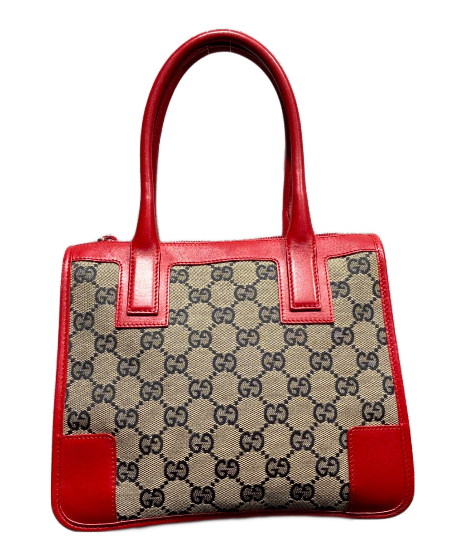 中古・古着通販】GUCCI (グッチ) ハンドバッグ ベージュ×レッド