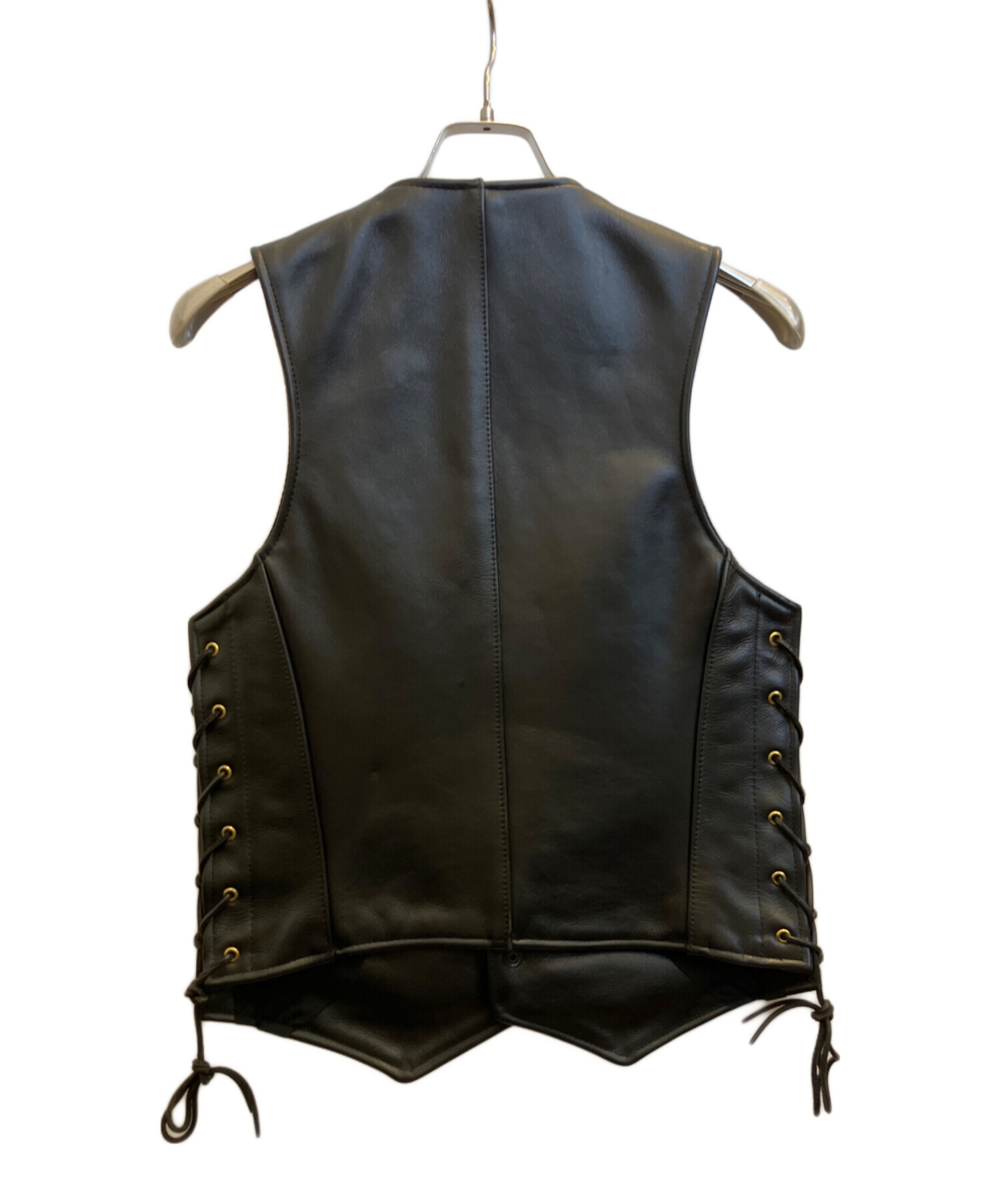 中古・古着通販】VANSON (バンソン) レザーベスト ブラック サイズ:34