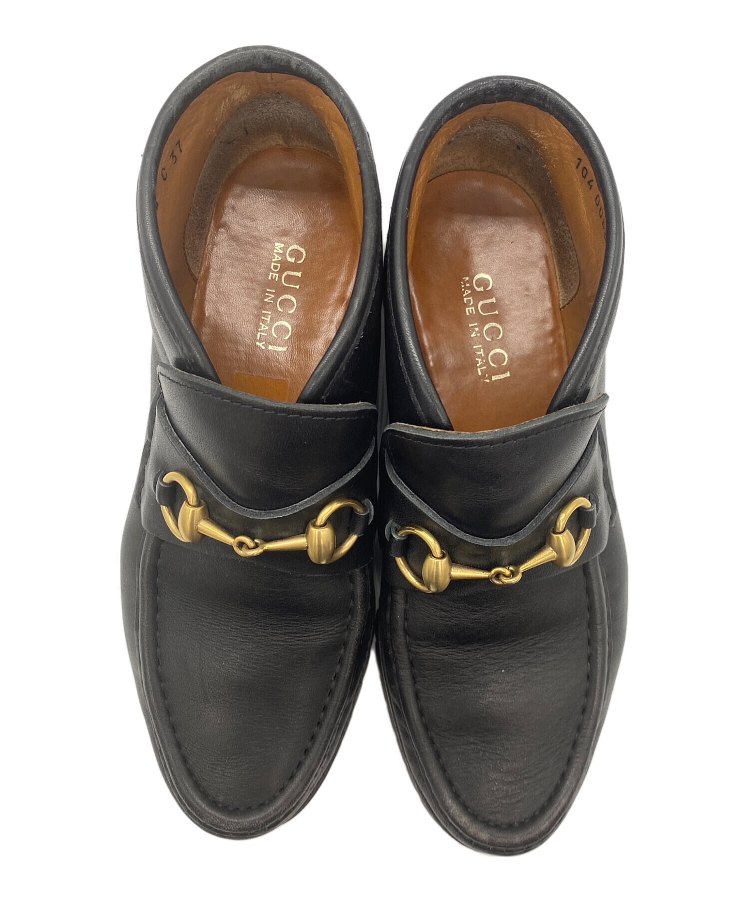 中古・古着通販】GUCCI (グッチ) ホースビットモカシンブーツ ブラック