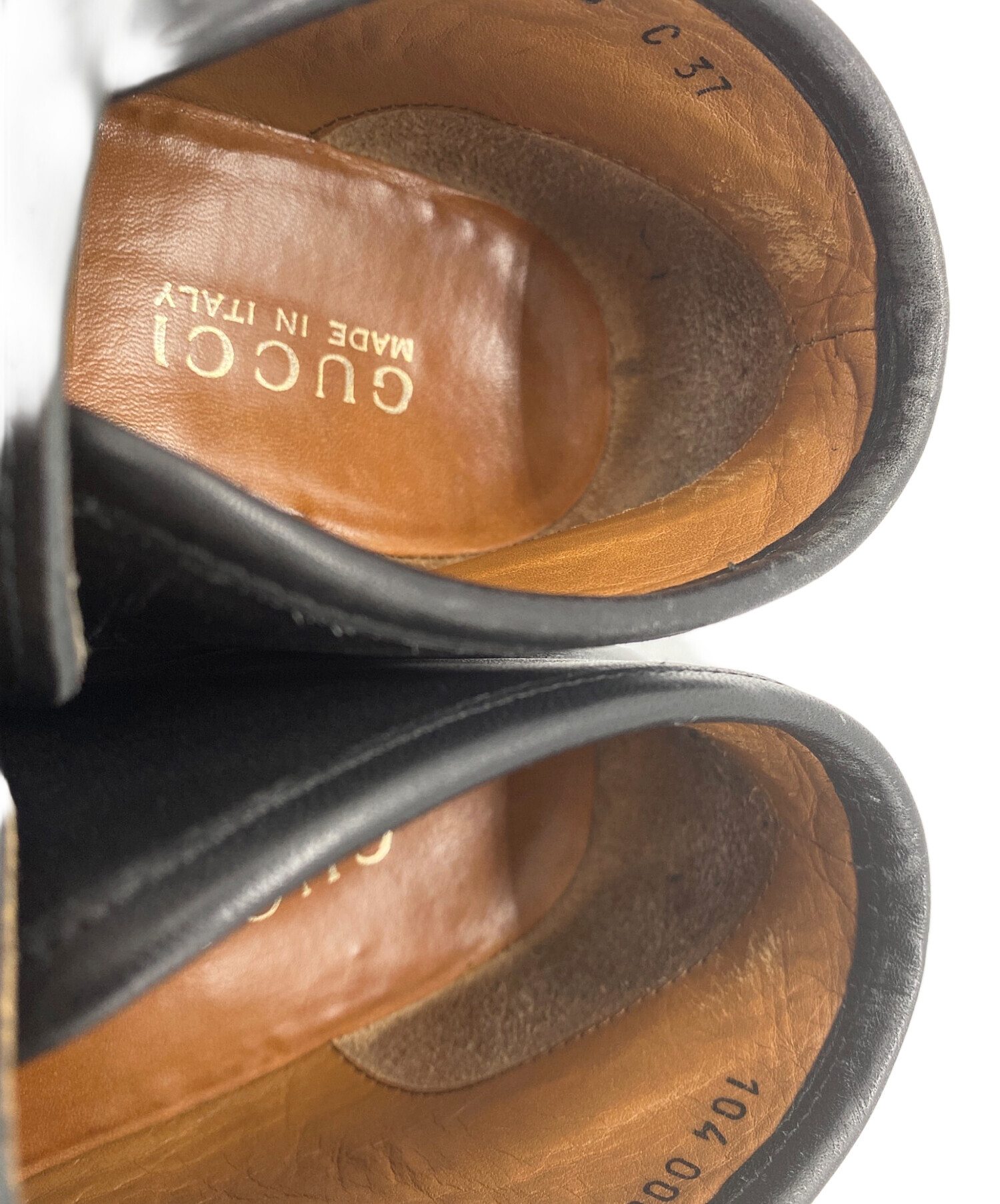 中古・古着通販】GUCCI (グッチ) ホースビットモカシンブーツ ブラック