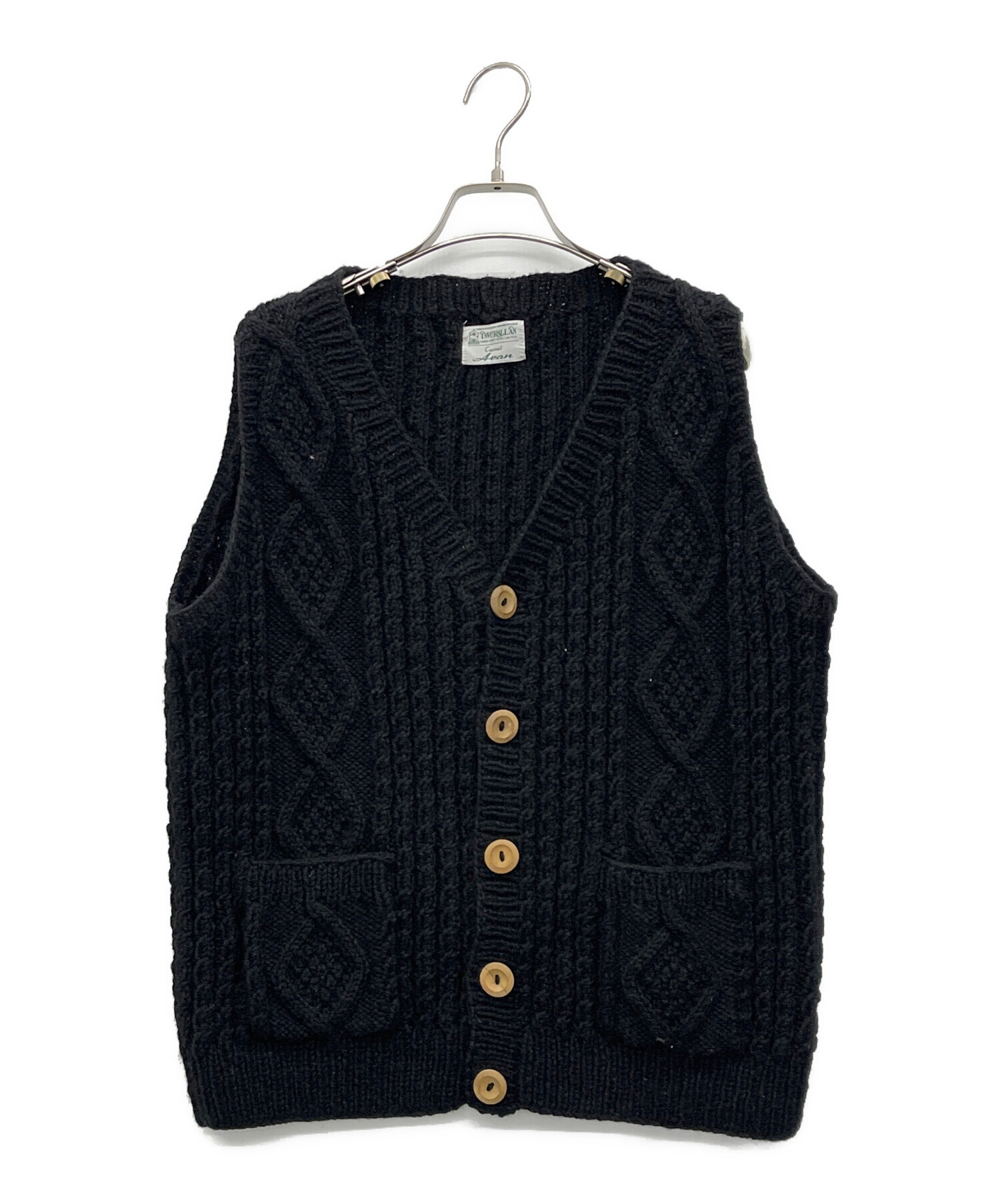 中古・古着通販】INVERALLAN (インバーアラン) ニットベスト ブラック
