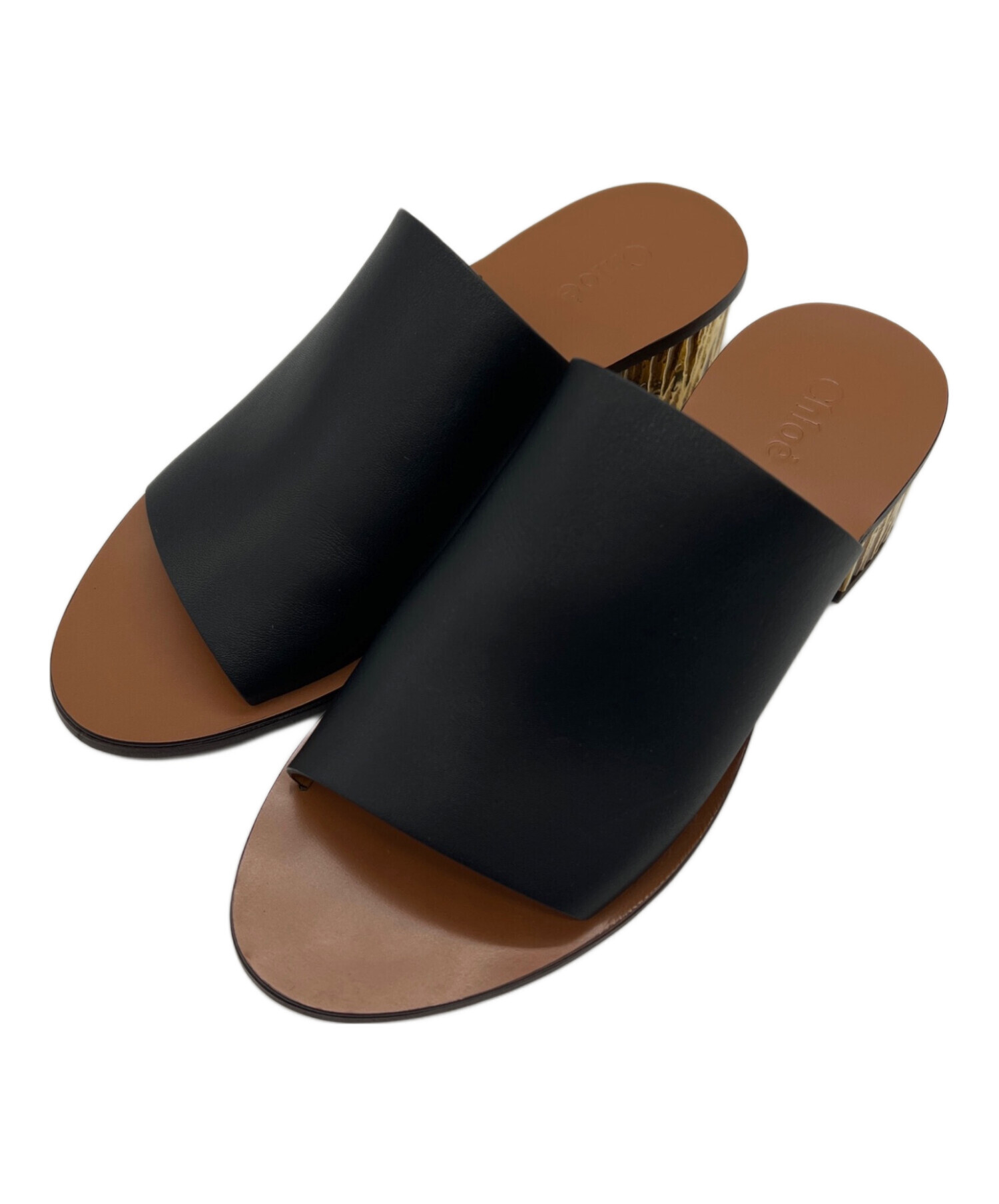 中古・古着通販】Chloe (クロエ) ミュールサンダル ブラック×ブラウン