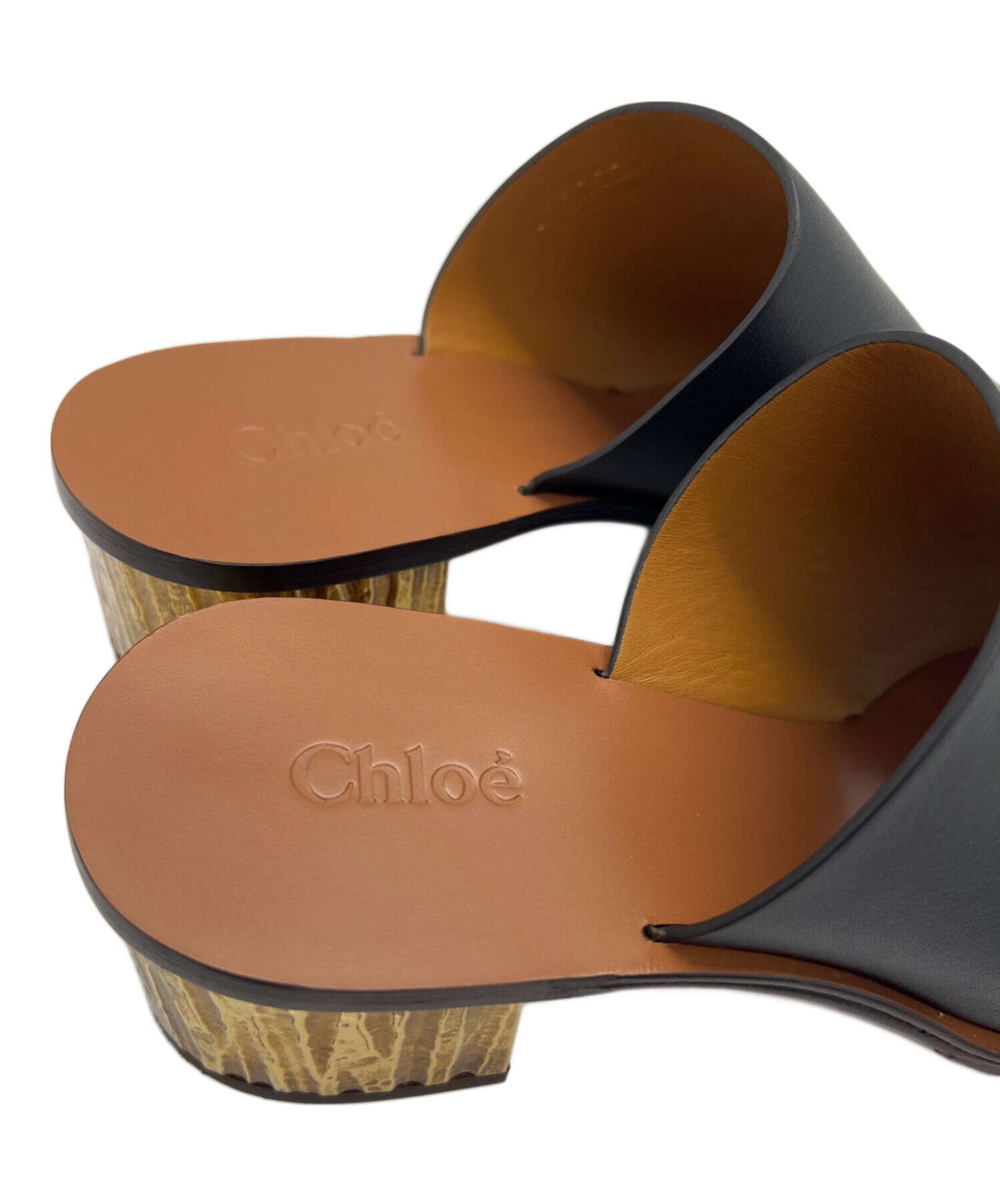 中古・古着通販】Chloe (クロエ) ミュールサンダル ブラック×ブラウン