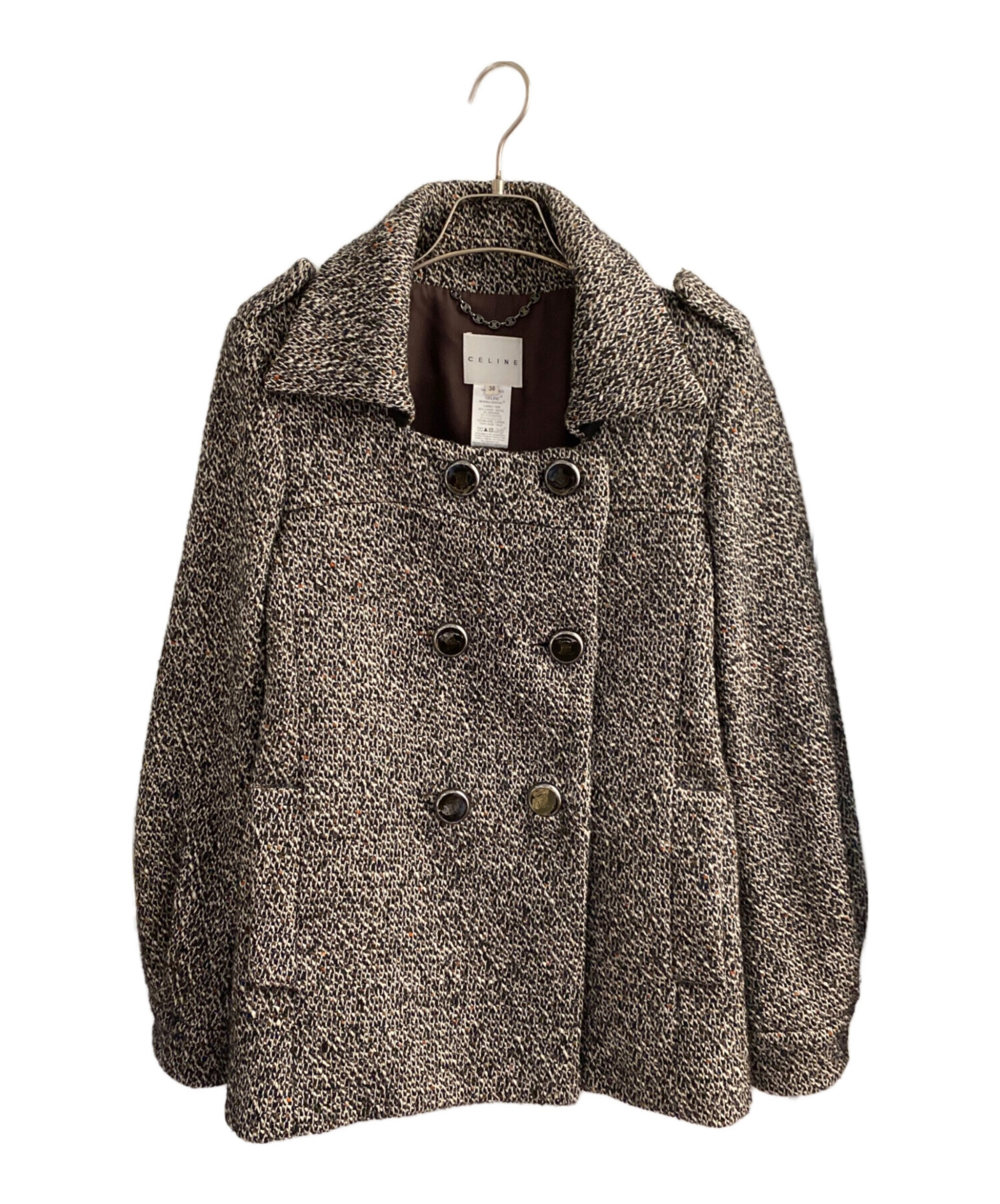 中古・古着通販】CELINE (セリーヌ) ツイードPコート グレー サイズ:36