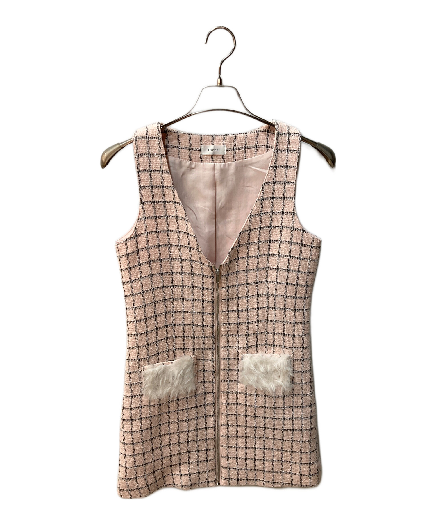 中古・古着通販】darich (ダーリッチ) フロントファスナーツイードミニ