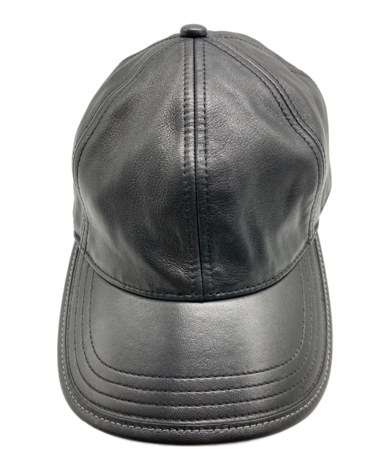 中古・古着通販】COACH (コーチ) レザーベースボールキャップ ブラック