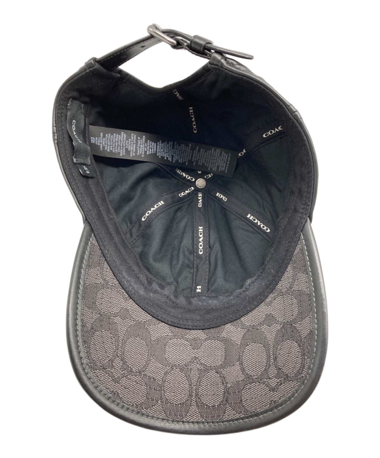 中古・古着通販】COACH (コーチ) レザーベースボールキャップ ブラック