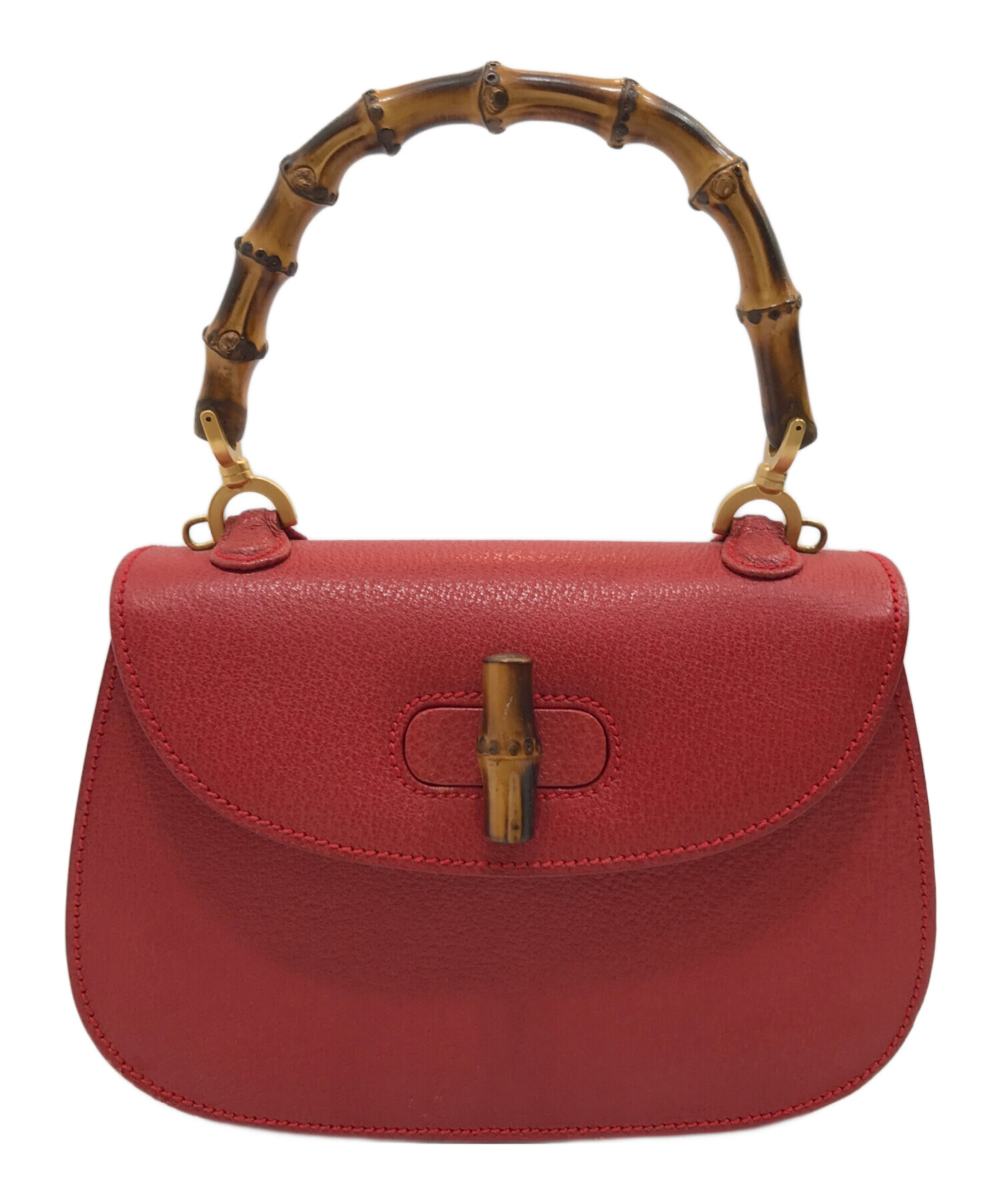 中古・古着通販】GUCCI (グッチ) バンブーハンドバッグ レッド
