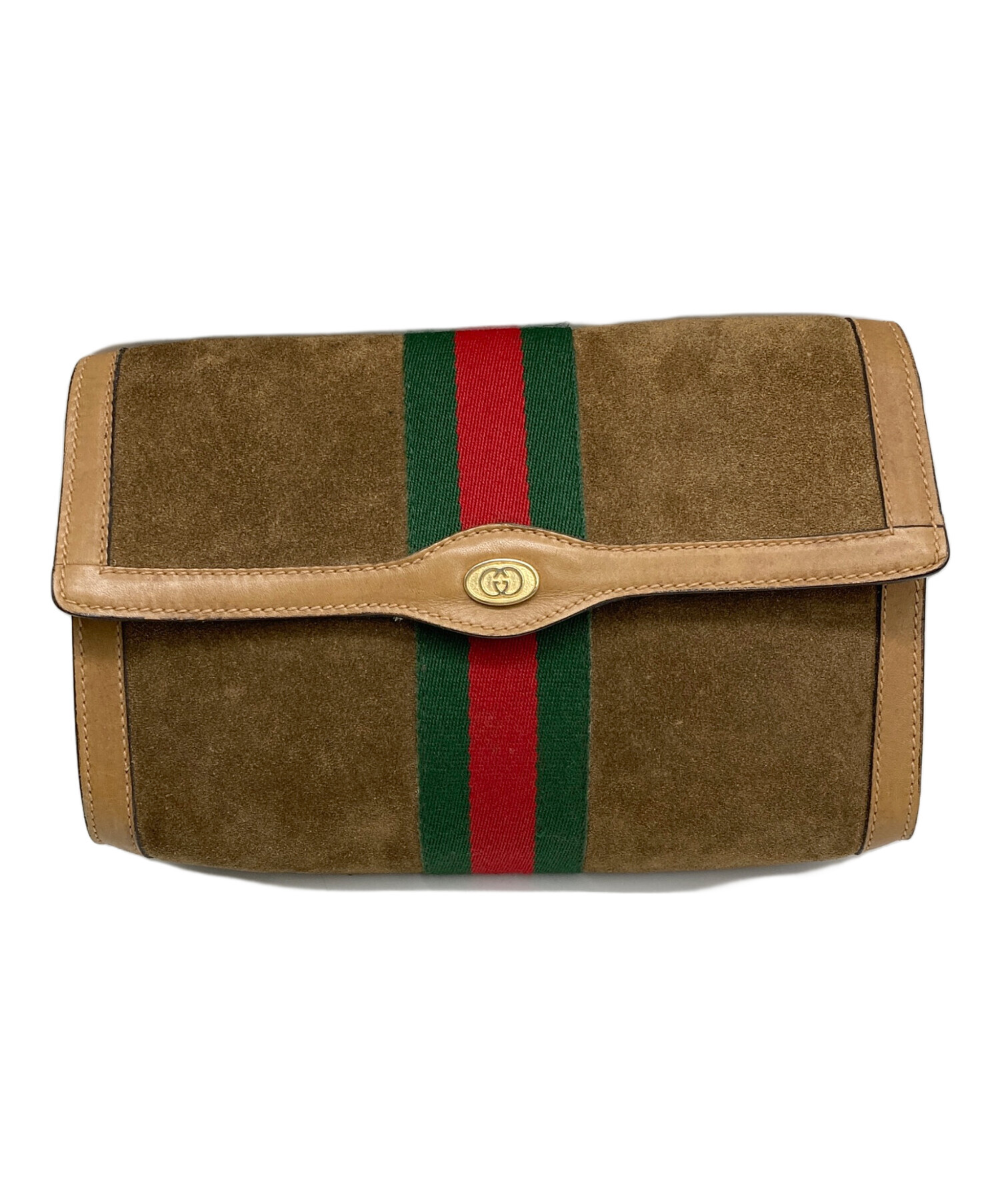 中古・古着通販】GUCCI (グッチ) OLDスエードクラッチバッグ ブラウン