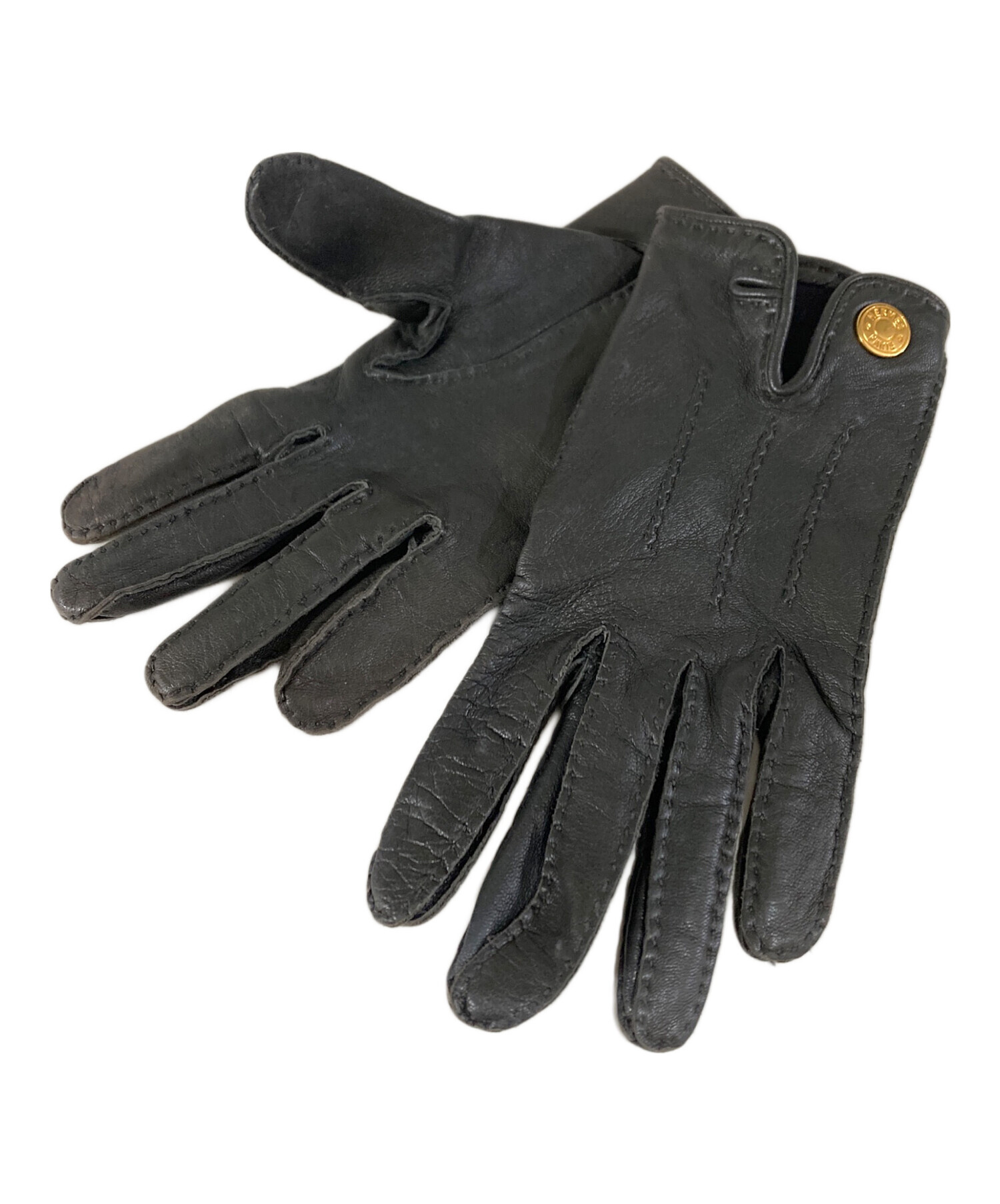 中古・古着通販】HERMES (エルメス) レザーグローブ ブラック