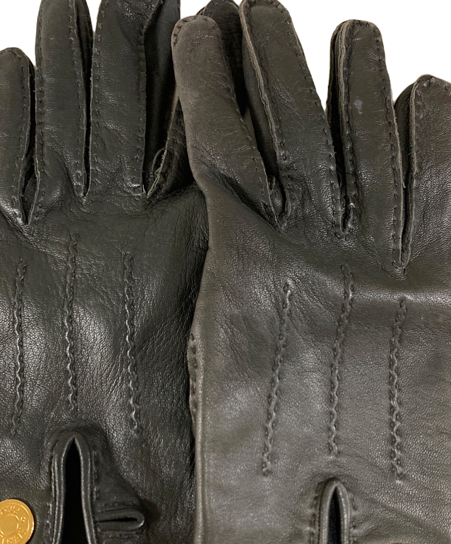 中古・古着通販】HERMES (エルメス) レザーグローブ ブラック