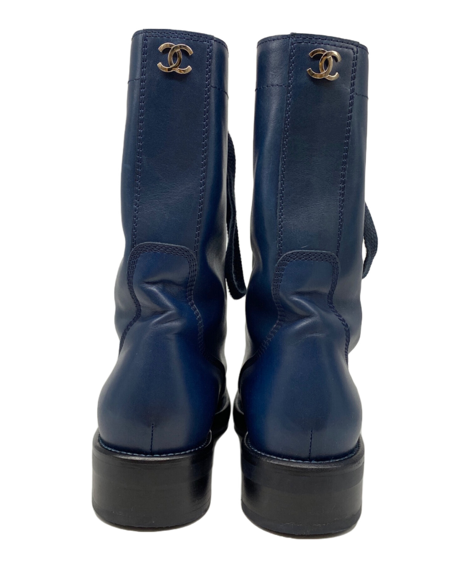 中古・古着通販】CHANEL (シャネル) エンジニアブーツ ネイビー サイズ