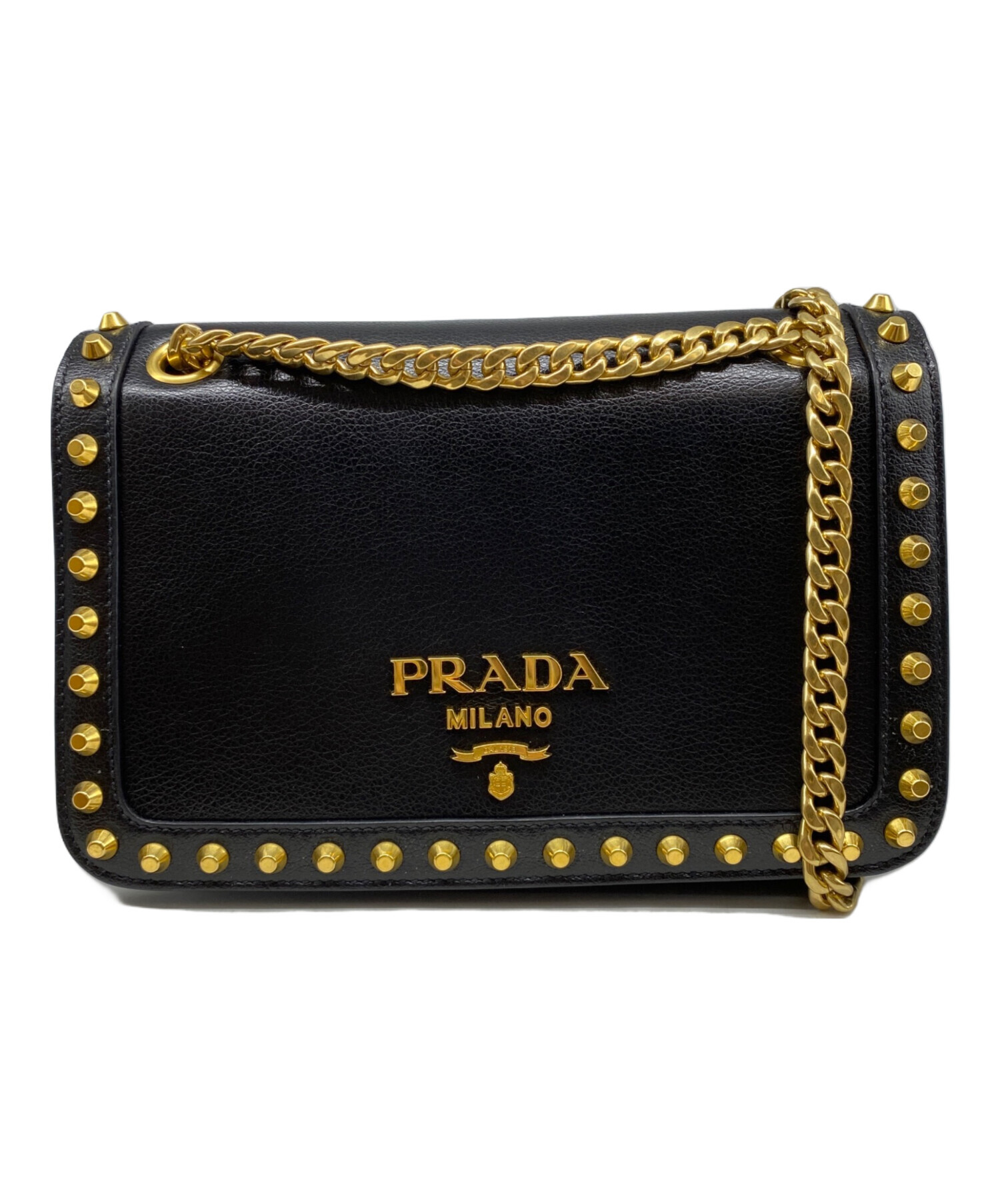 中古・古着通販】PRADA (プラダ) スタッズチェーンショルダーバッグ