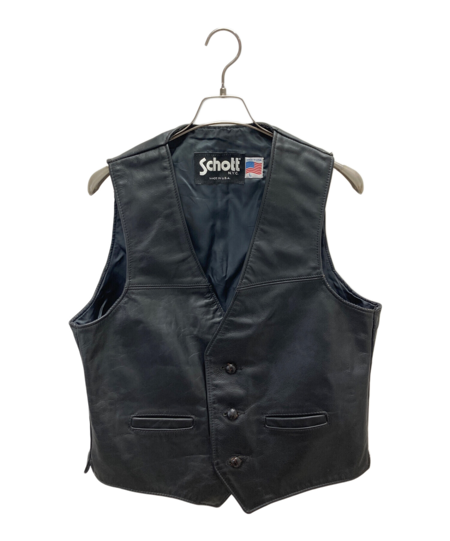 中古・古着通販】Schott (ショット) 424V レザーベスト ブラック