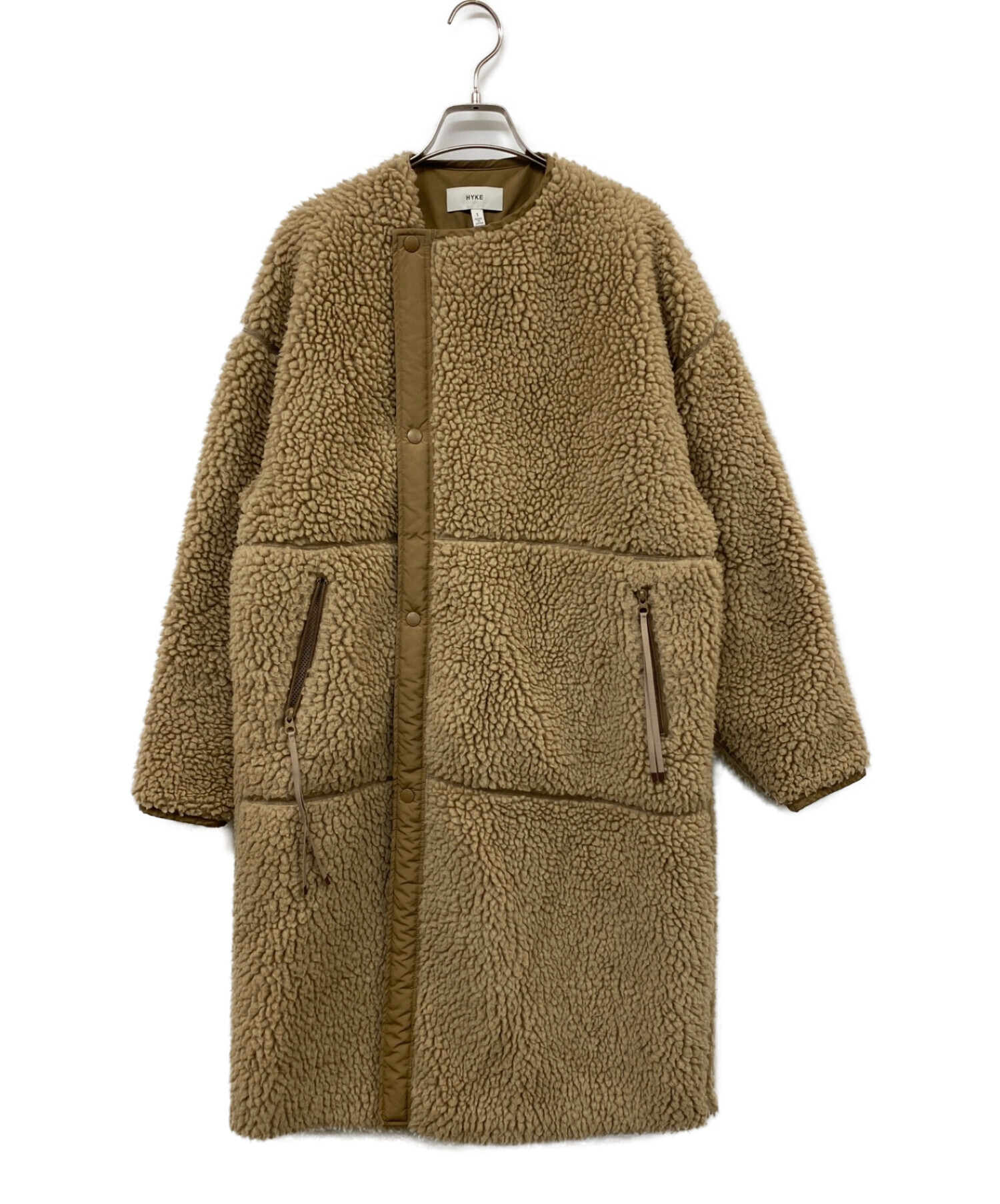 HYKE 17175 FAUX SHEARLING COAT OLIVE 1