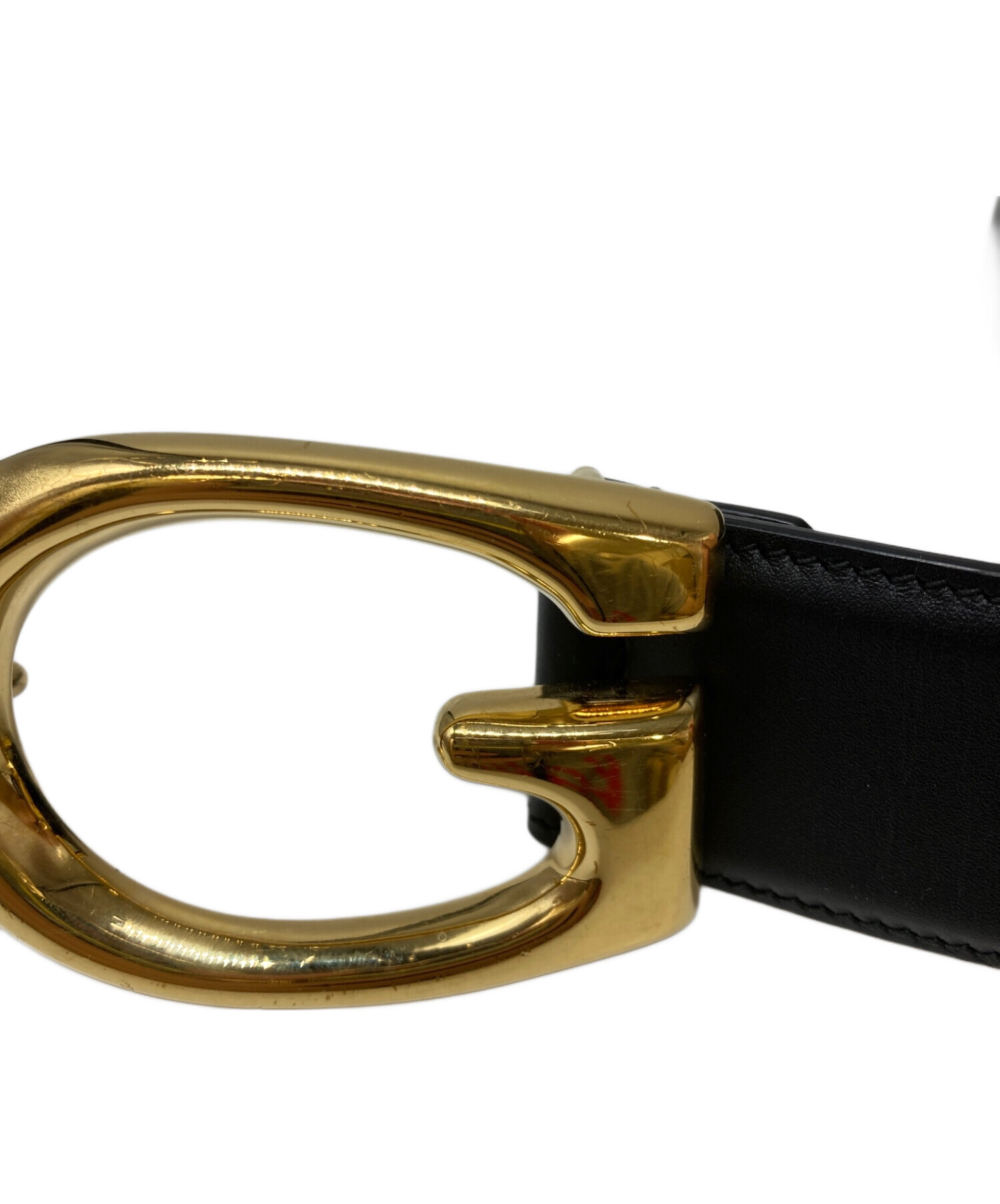 中古・古着通販】GUCCI (グッチ) Gバックルレザーベルト ブラック