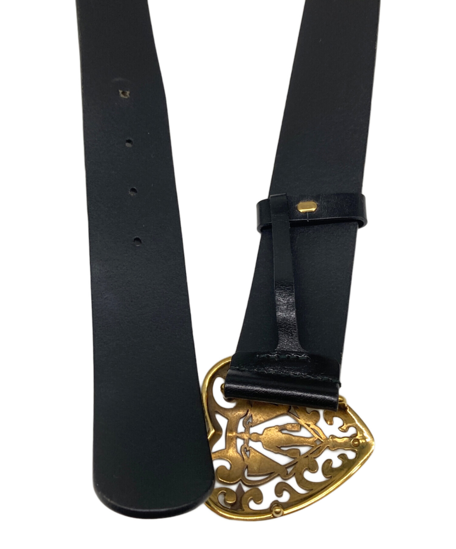 中古・古着通販】GUCCI (グッチ) ハートクレストレザーベルト ブラック