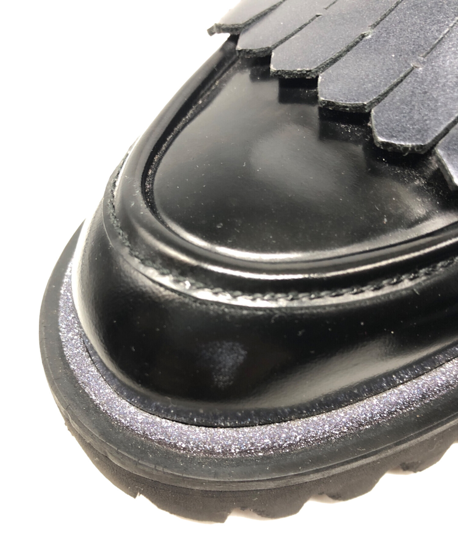 中古・古着通販】pertini (ペルティニ) フリンジローファー ブラック