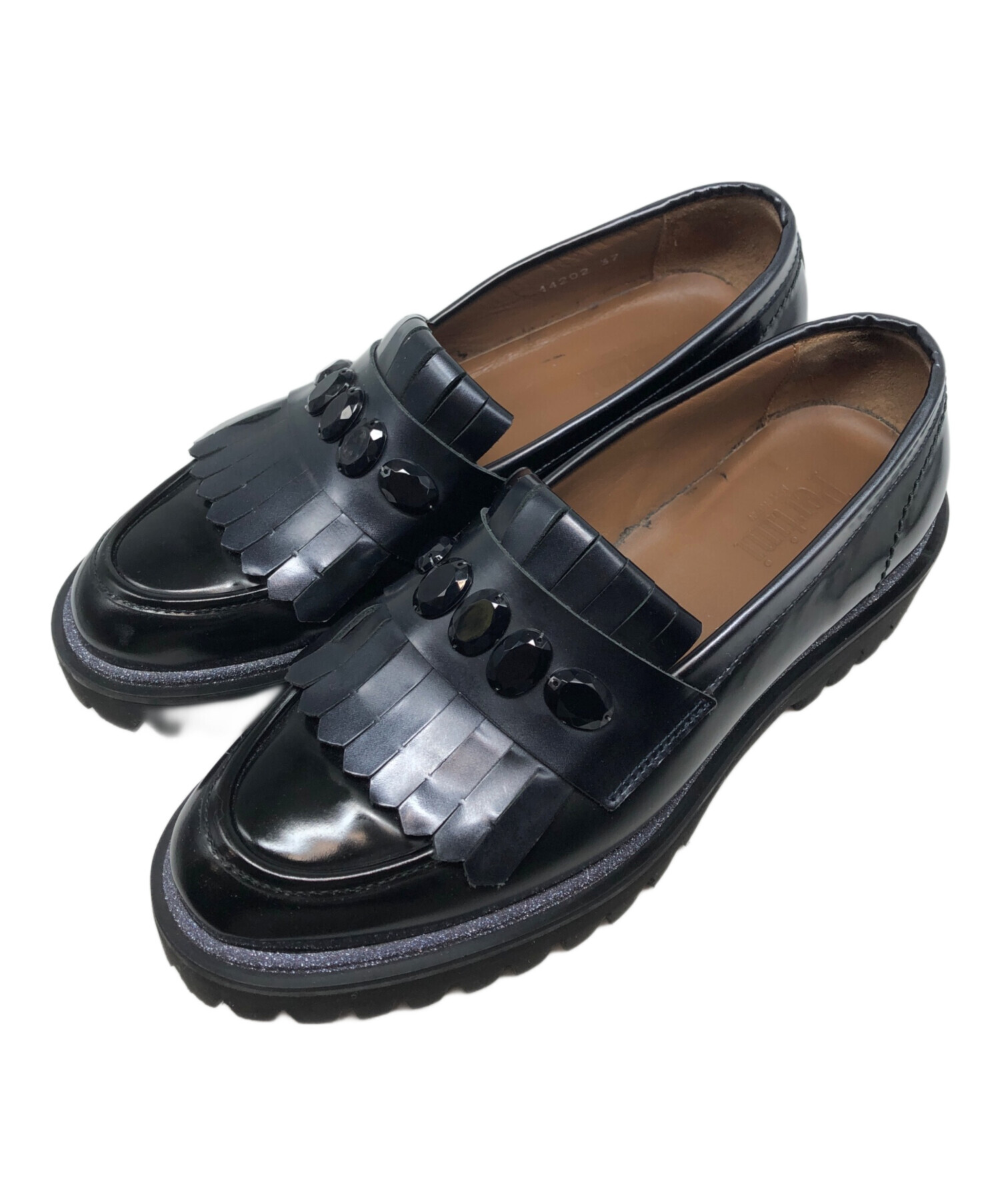 中古・古着通販】pertini (ペルティニ) フリンジローファー ブラック