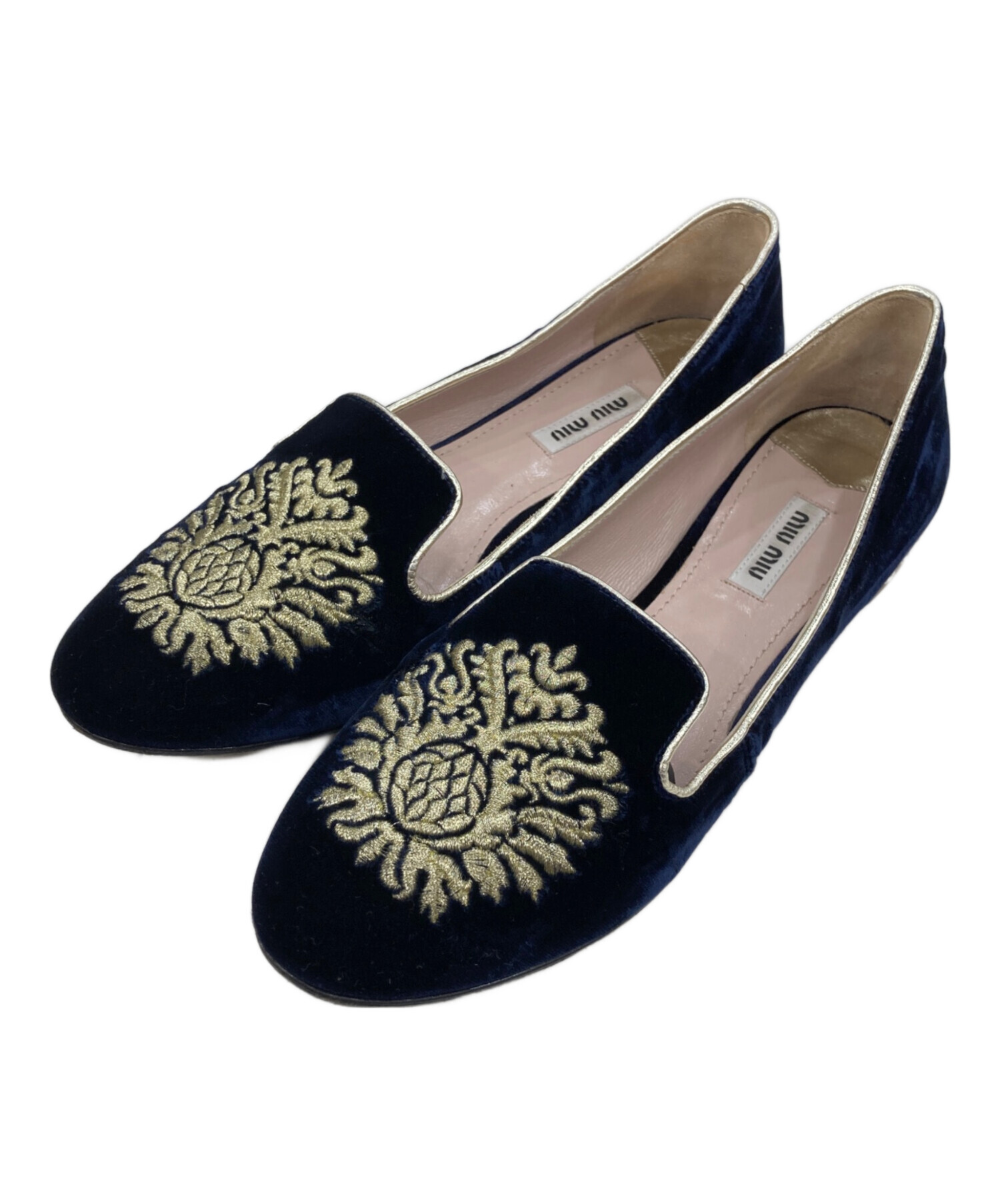 中古・古着通販】MIU MIU (ミュウミュウ) 刺繍ベロアオペラシューズ