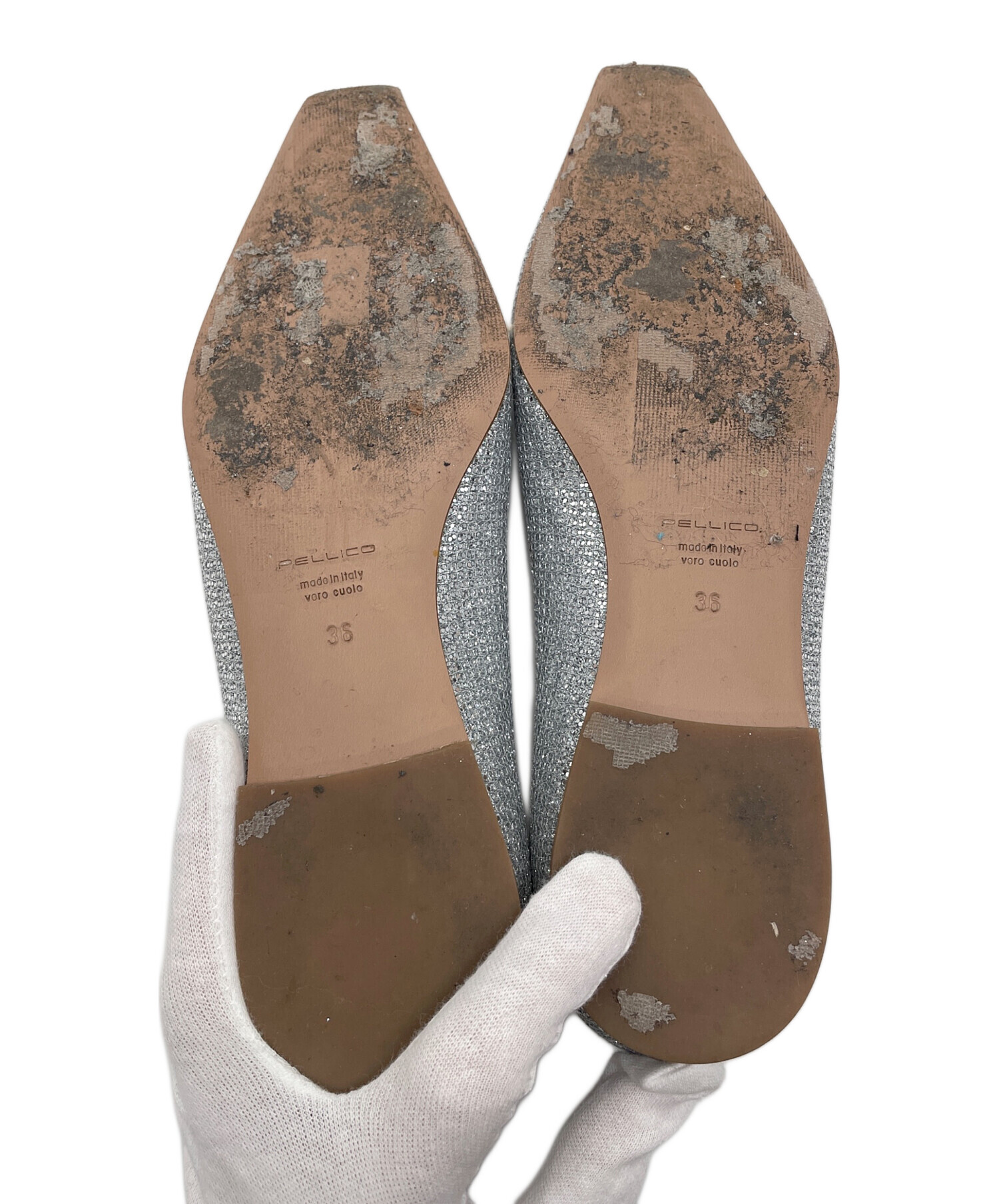 中古・古着通販】PELLICO (ペリーコ) DAMA ダマ スクエアトゥ ラメ