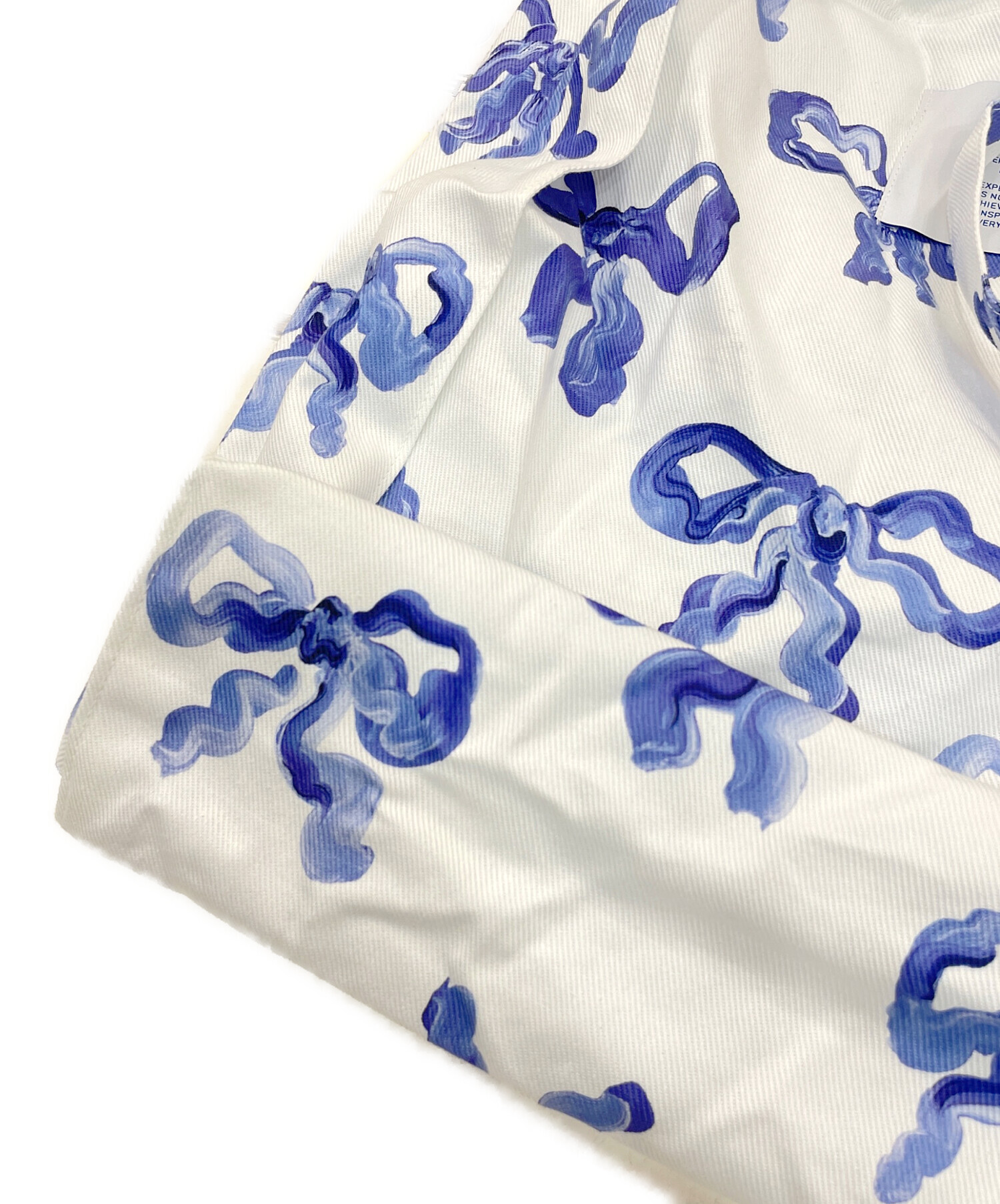 中古・古着通販】POPPY (ポピー) 青リボン柄トートバッグ ホワイト