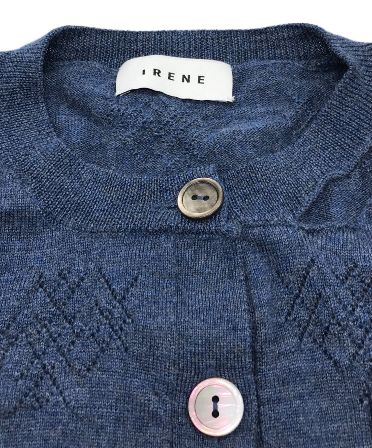中古・古着通販】IRENE (アイレネ) Eyelet High Gauge Cardigan ブルー