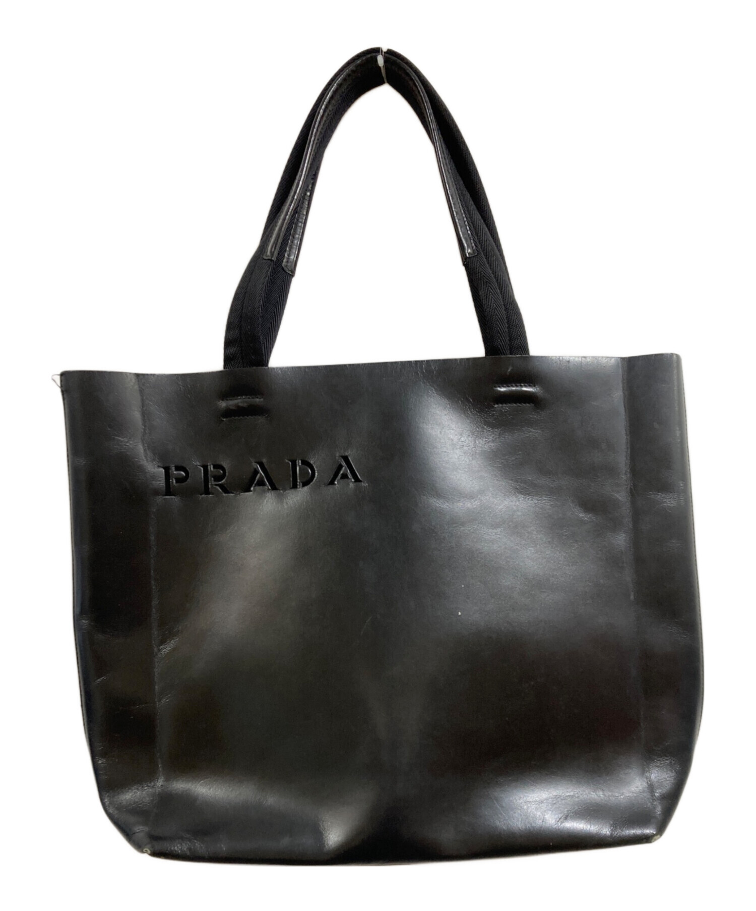 中古・古着通販】PRADA (プラダ) ロゴ型抜きレザートートバッグ