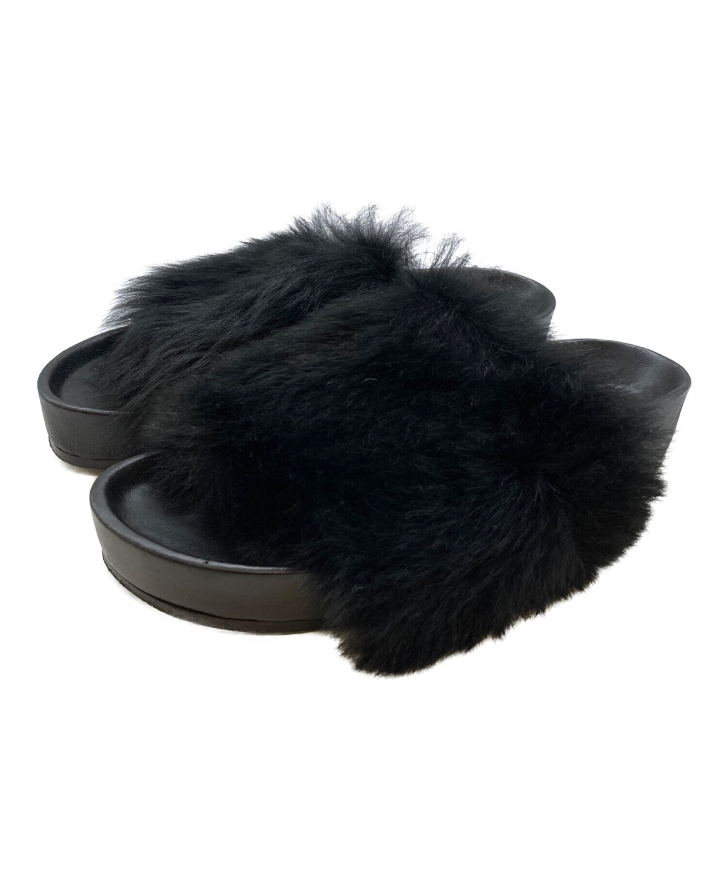 中古・古着通販】JIL SANDER (ジルサンダー) ファーサンダル ブラック