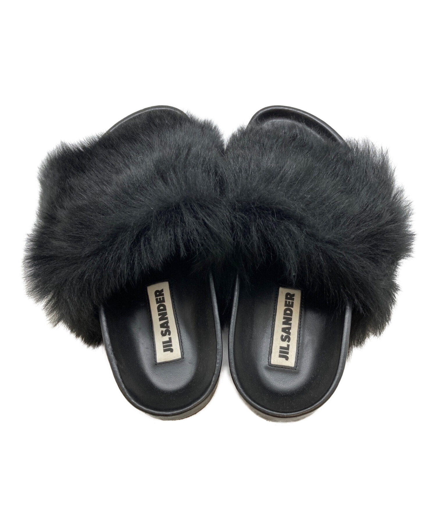 中古・古着通販】JIL SANDER (ジルサンダー) ファーサンダル ブラック