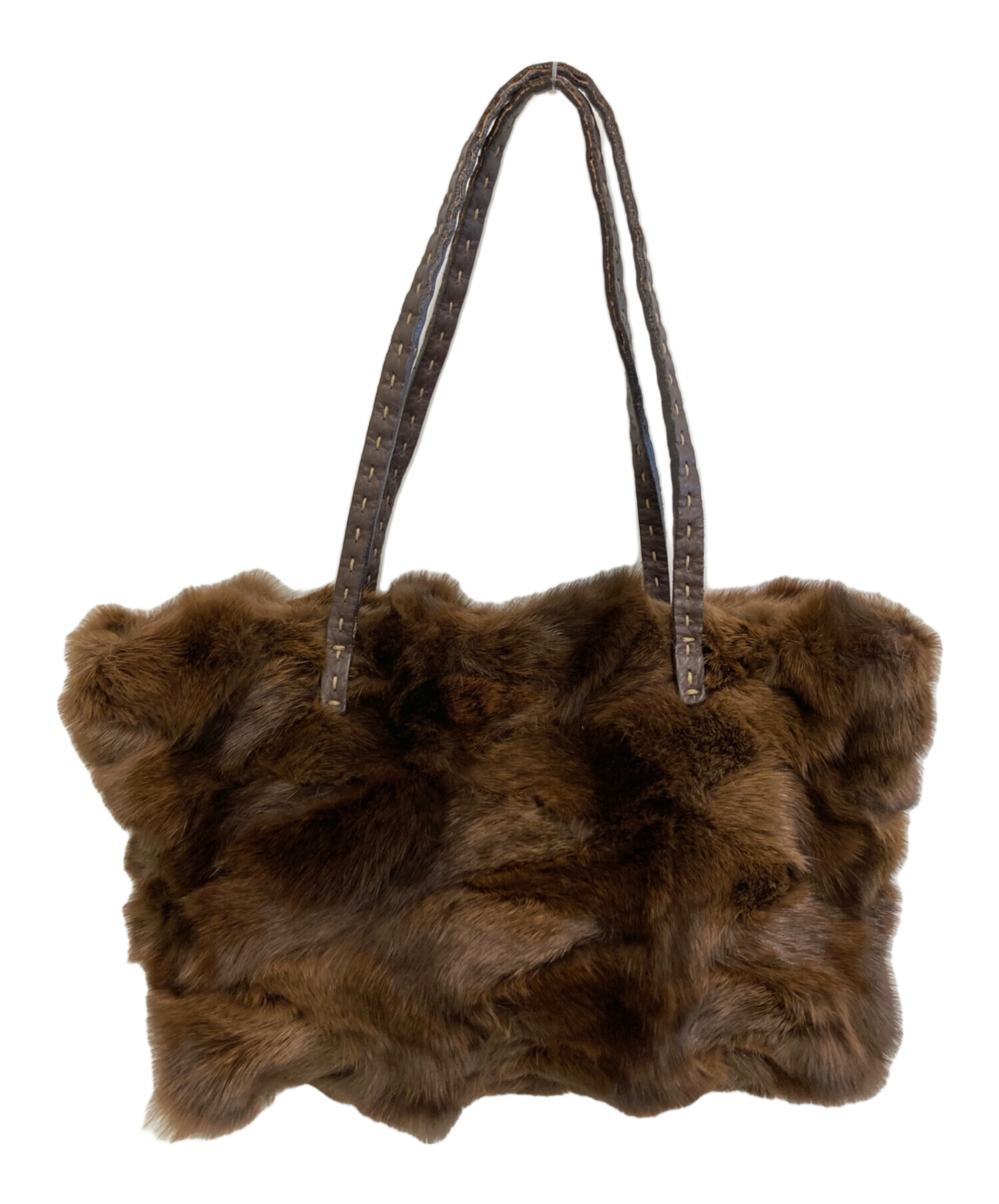 中古・古着通販】FENDI (フェンディ) ファーハンドバッグ ブラウン
