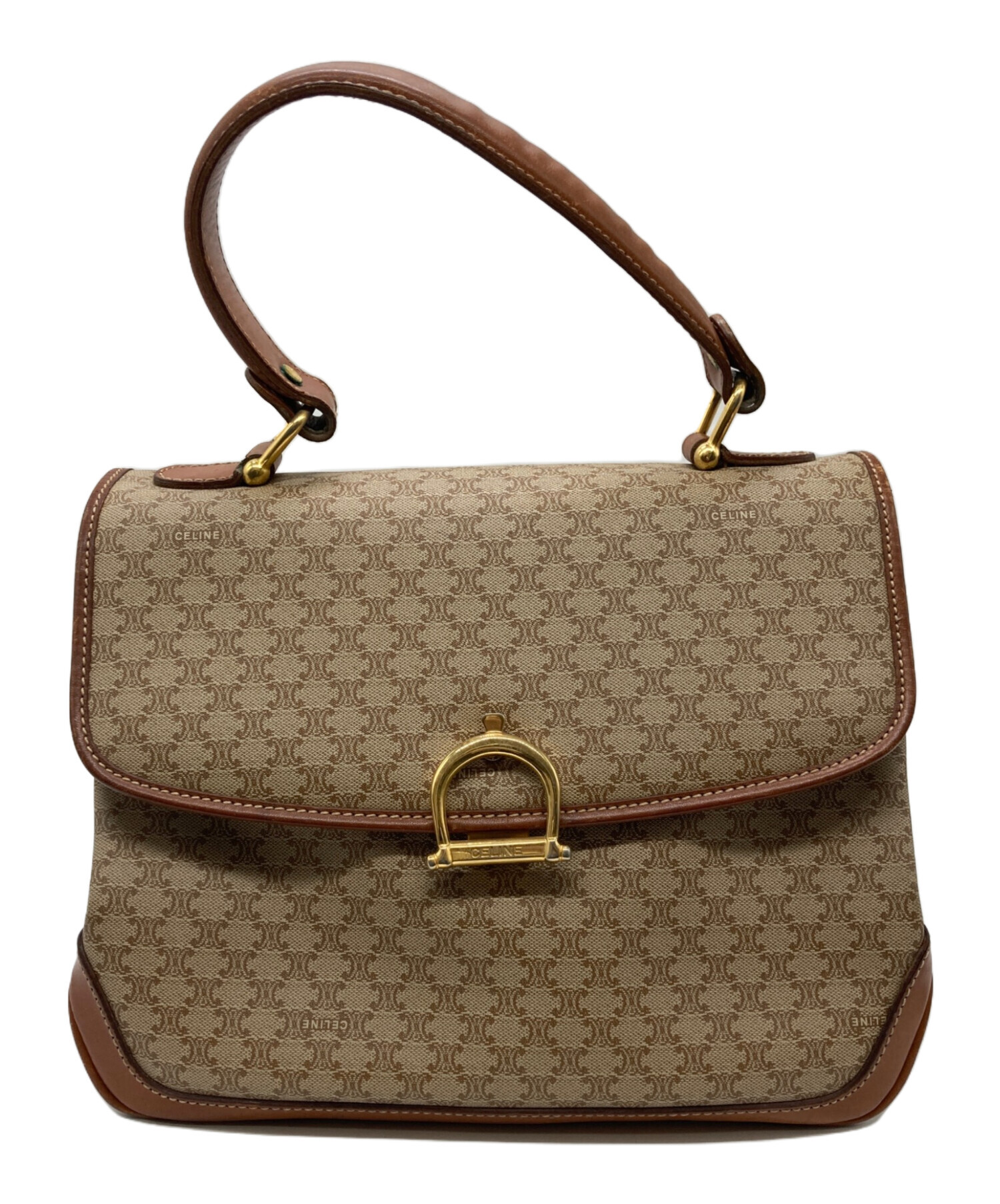 中古・古着通販】CELINE (セリーヌ) マカダムハンドバッグ ベージュ