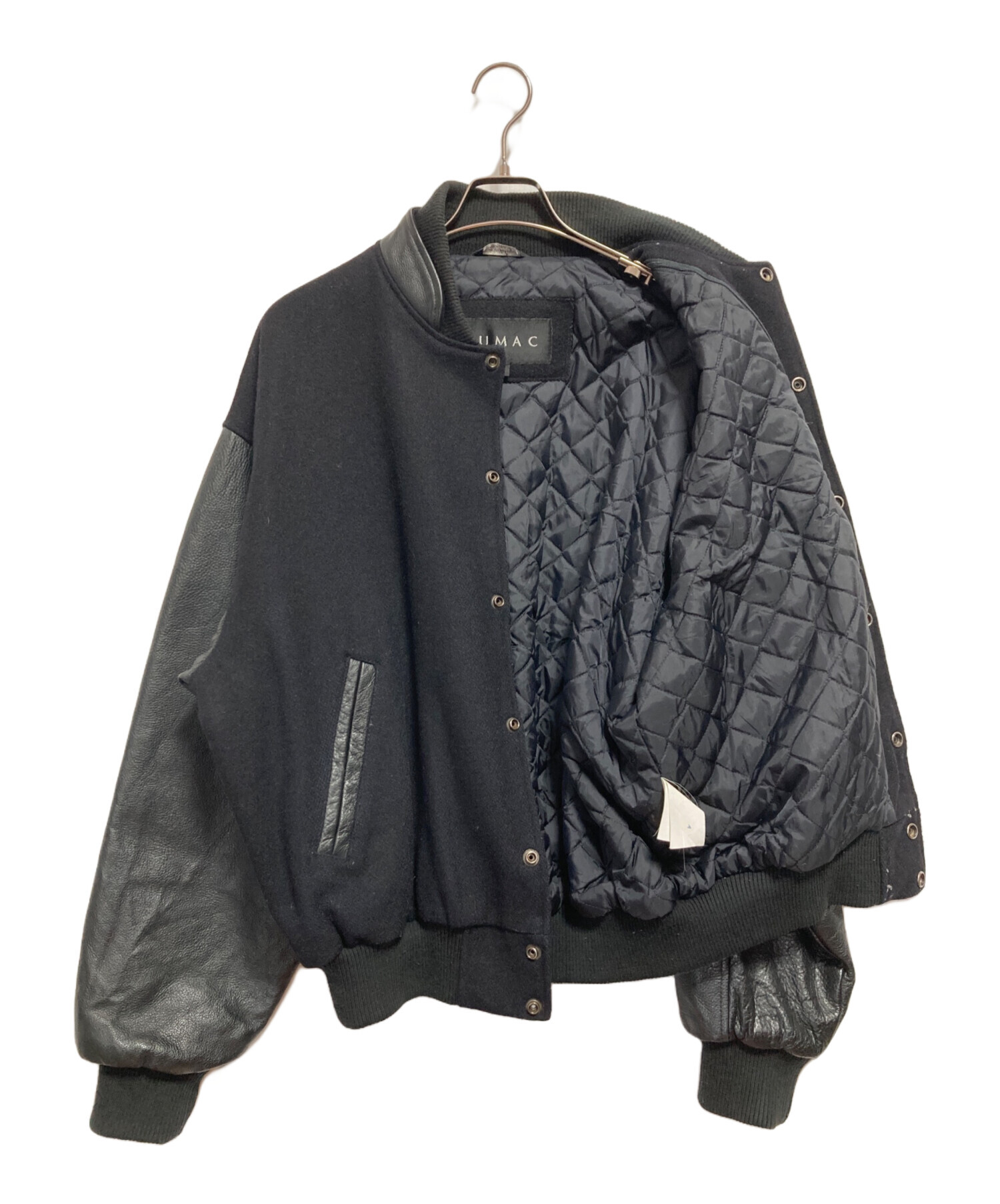 中古・古着通販】SUMAC (スマック) レザースリーブスタジャン ブラック
