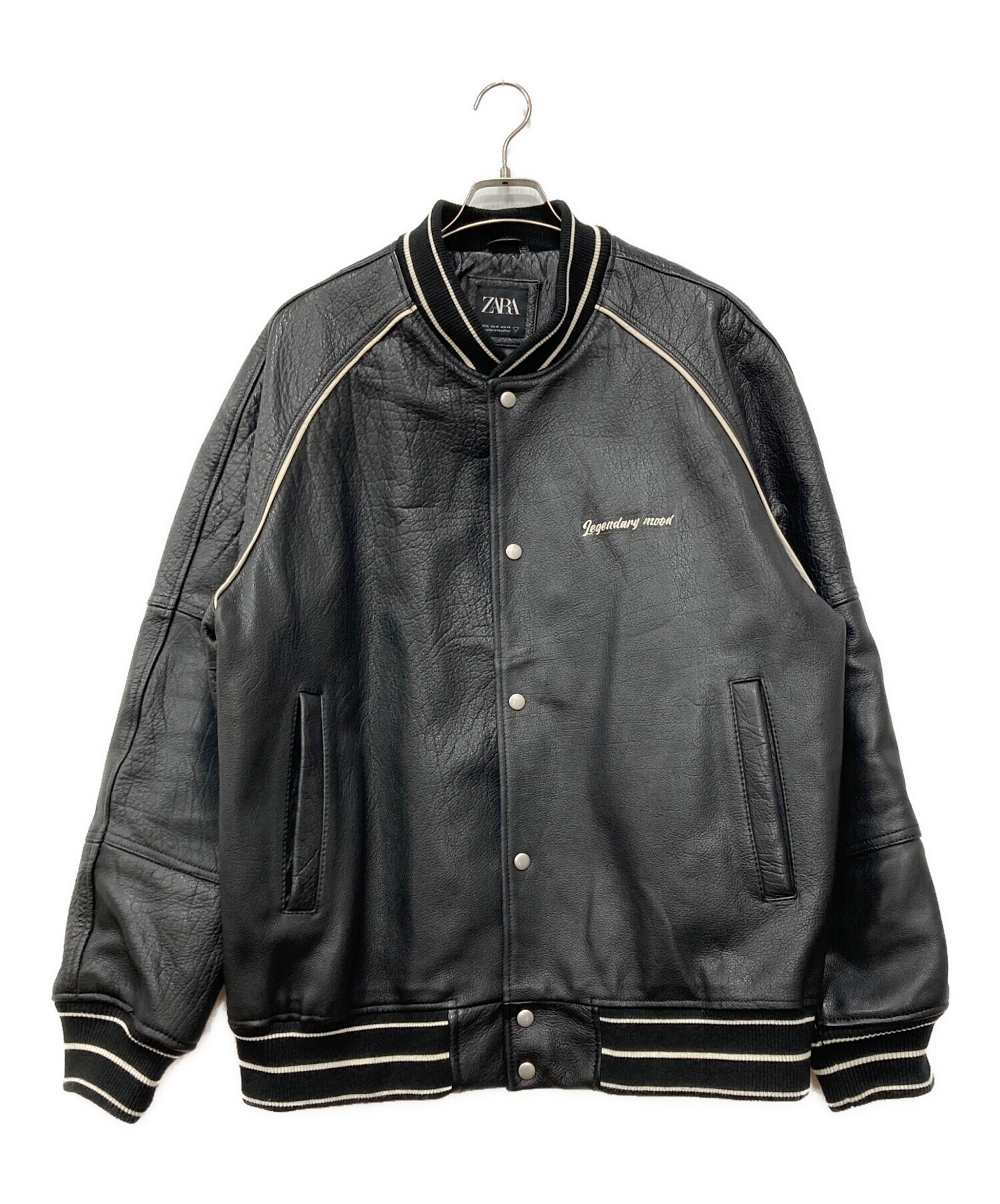 中古・古着通販】ZARA (ザラ) レザースタジャン ブラック サイズ:XL