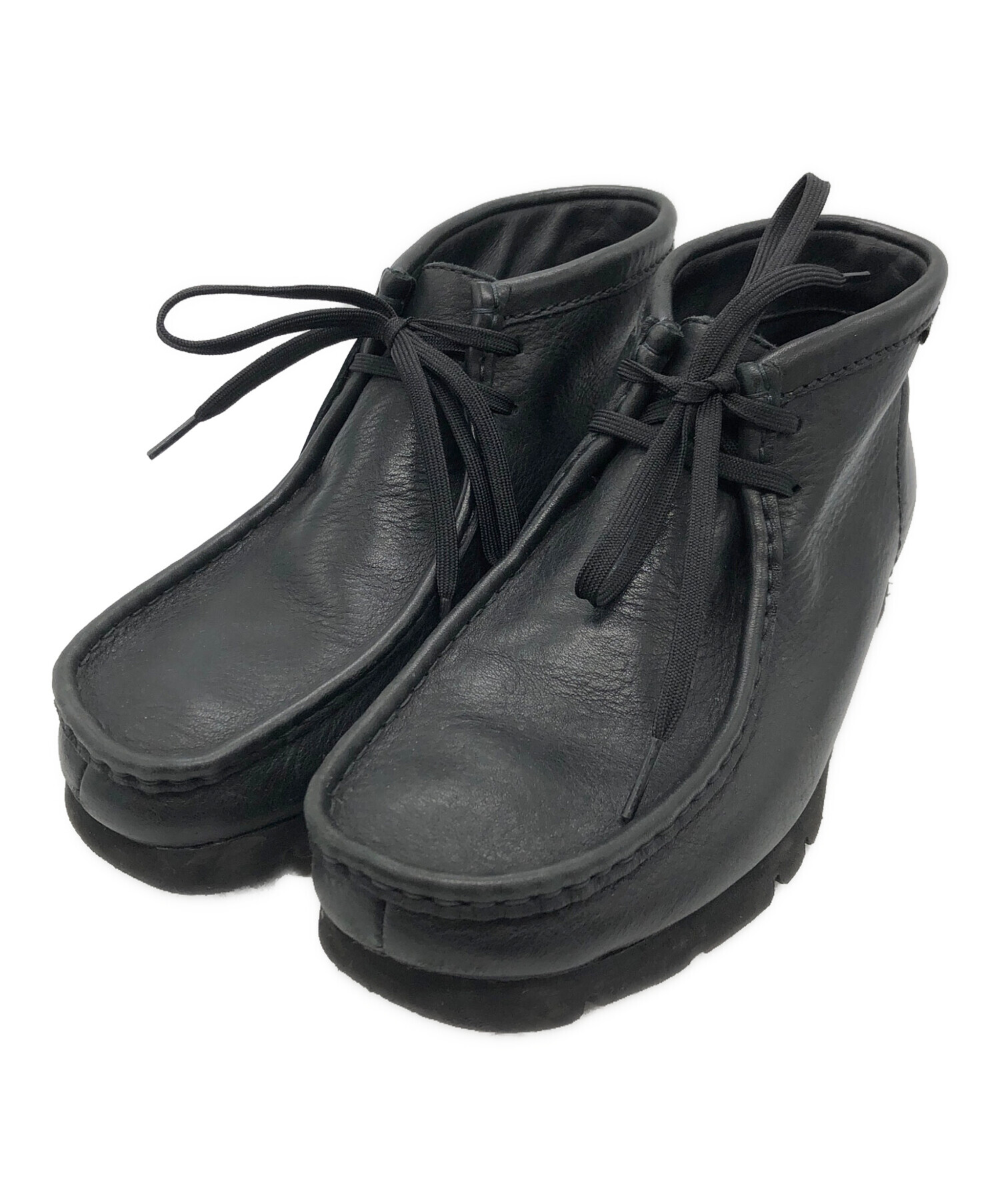 中古・古着通販】CLARKS (クラークス) レザーワラビーブーツ ブラック