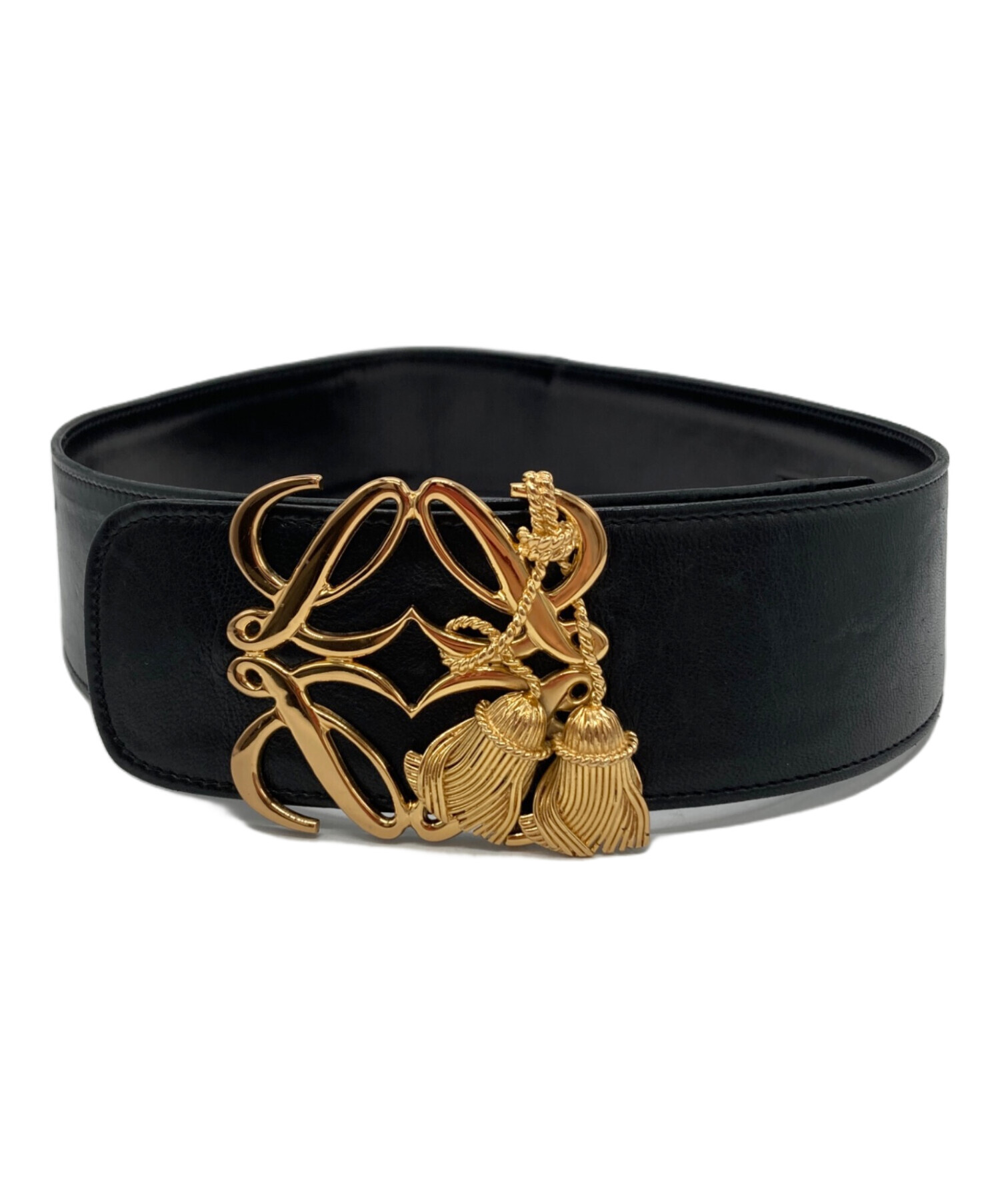 中古・古着通販】LOEWE (ロエベ) レザーベルト ブラック サイズ:75