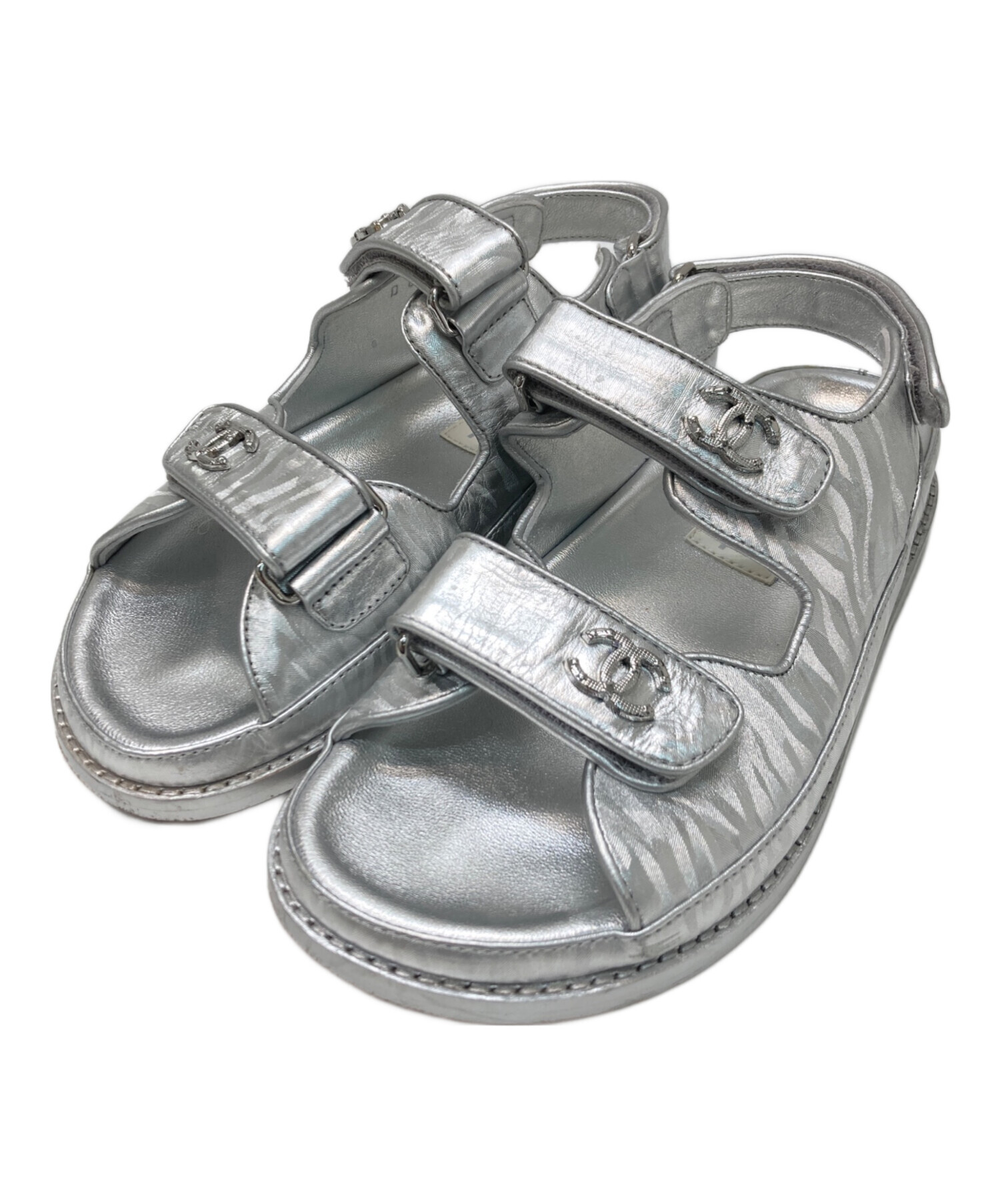 中古・古着通販】CHANEL (シャネル) フットベットサンダル シルバー