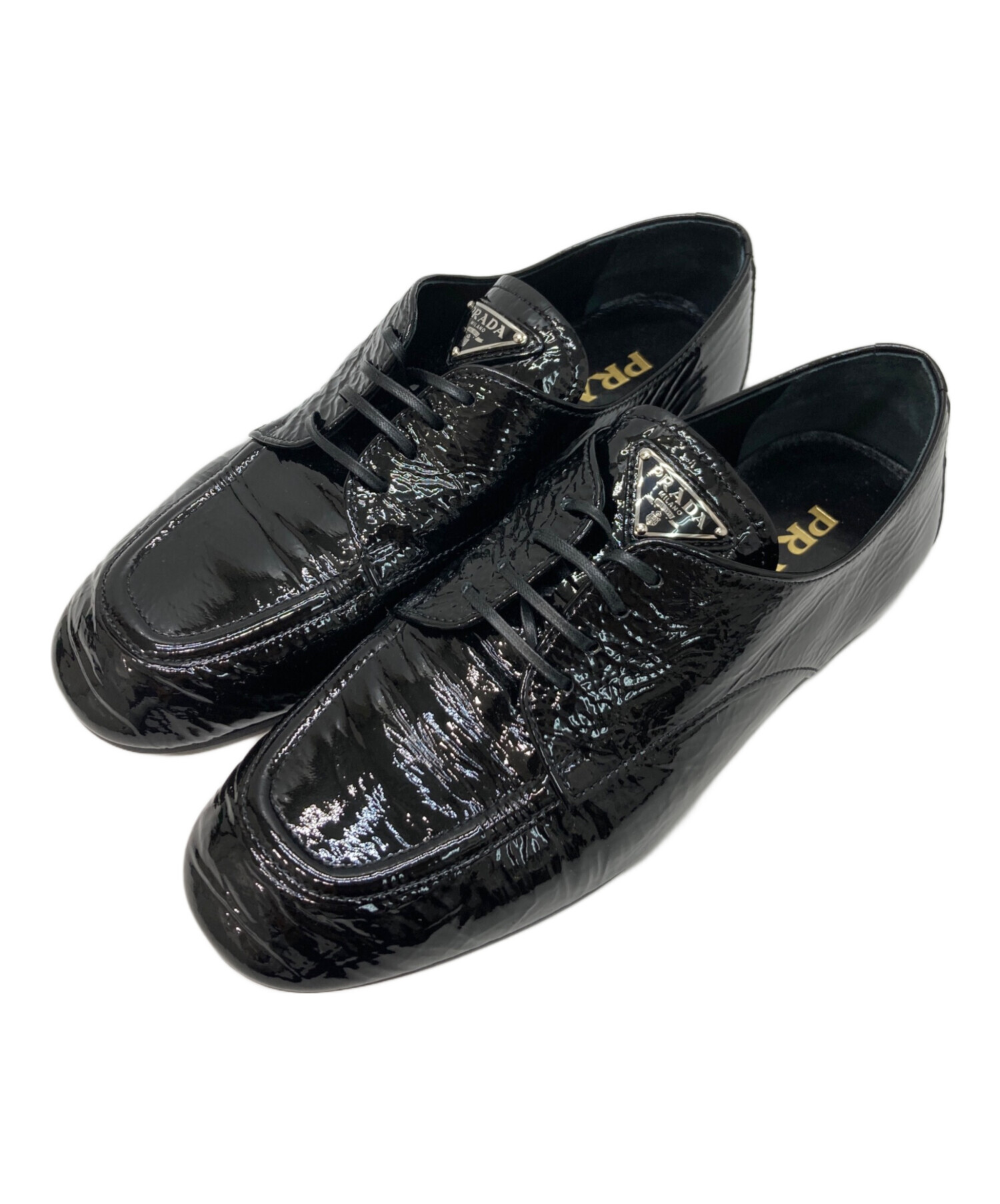 中古・古着通販】PRADA (プラダ) パテントフラットシューズ ブラック