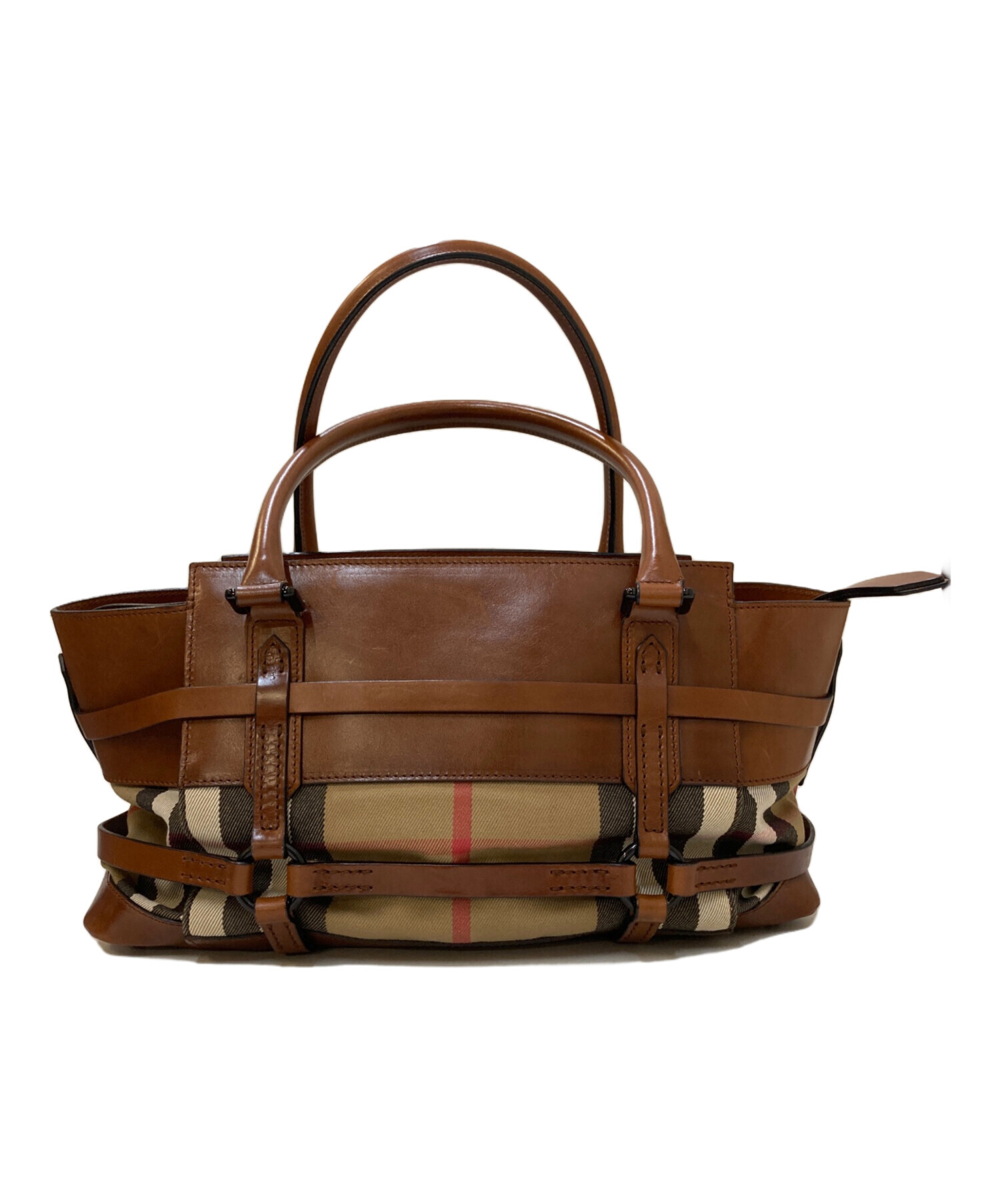 中古・古着通販】BURBERRY (バーバリー) ノバチェックハ レザー切替