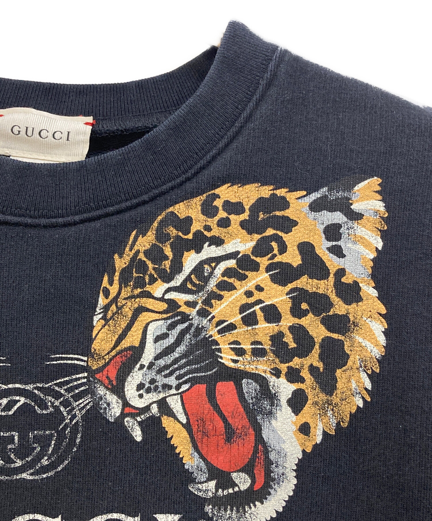 中古・古着通販】GUCCI (グッチ) タイガープリントスウェット ブラック