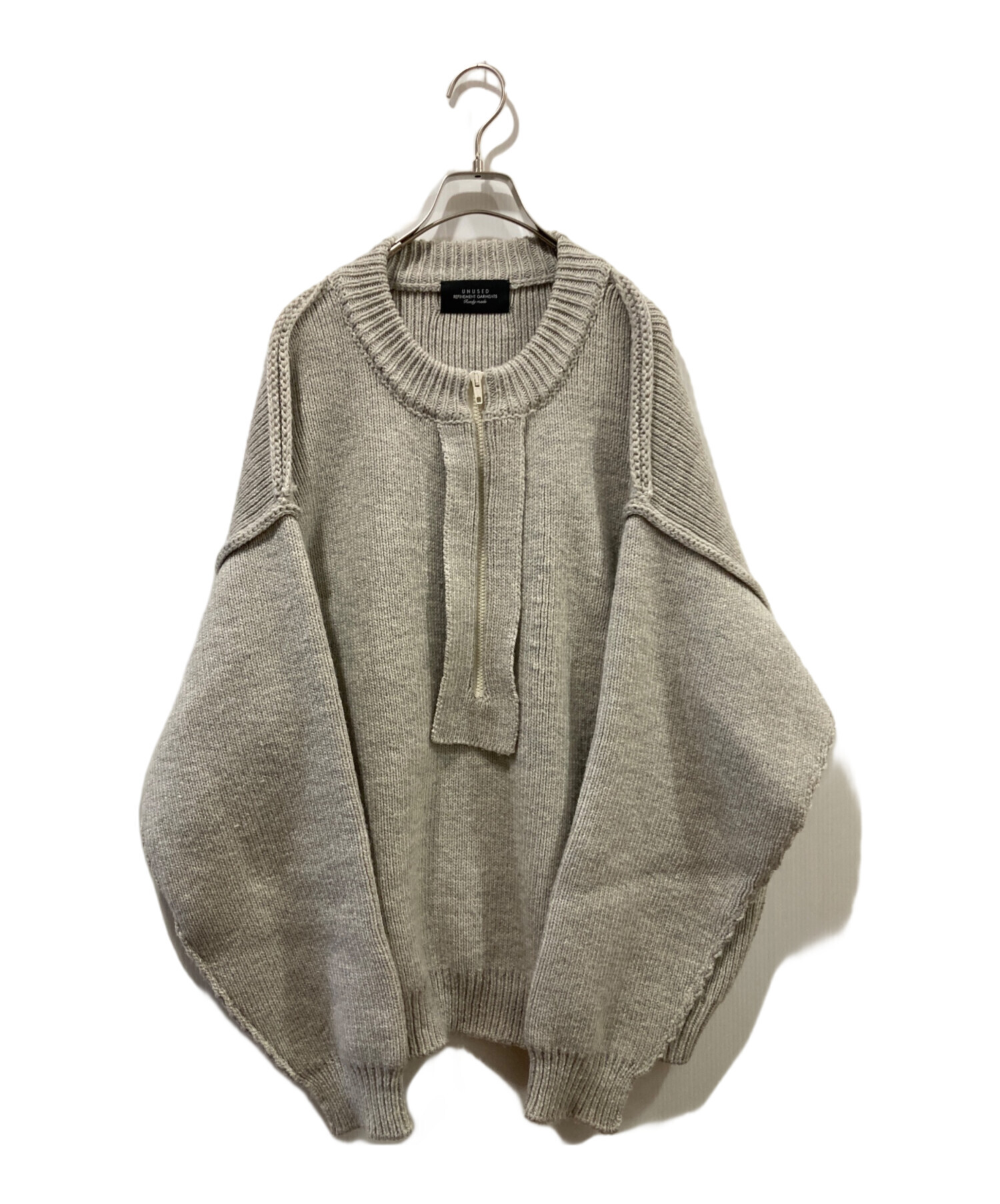 中古・古着通販】UNUSED (アンユーズド) HALF ZIP KNIT グレー サイズ