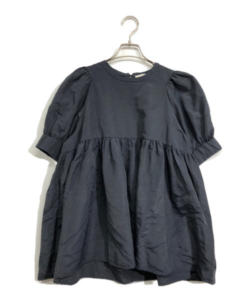 中古・古着通販】yori (ヨリ) ショートパフギャザーブラウス ネイビー
